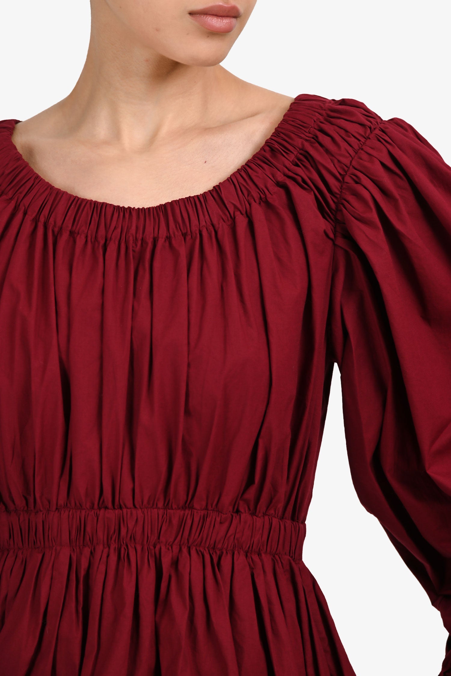 Ulla Johnson Burgundy Off the Shoulder Bubble Hem Dress Size 6