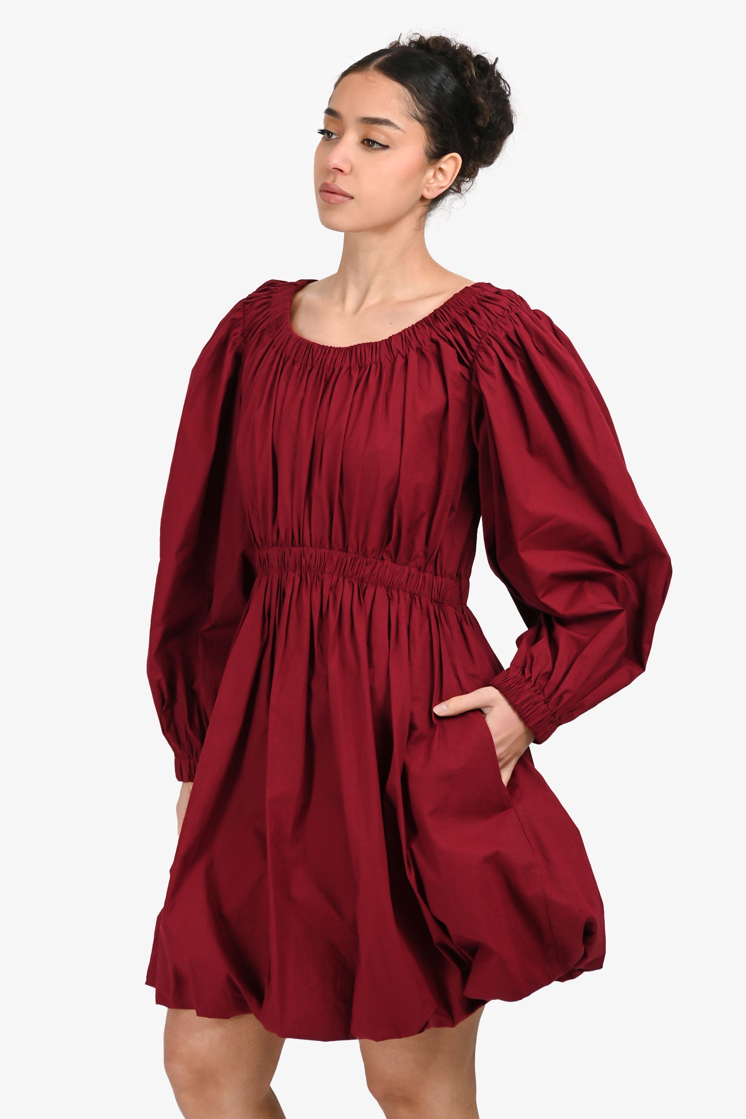 Ulla Johnson Burgundy Off the Shoulder Bubble Hem Dress Size 6