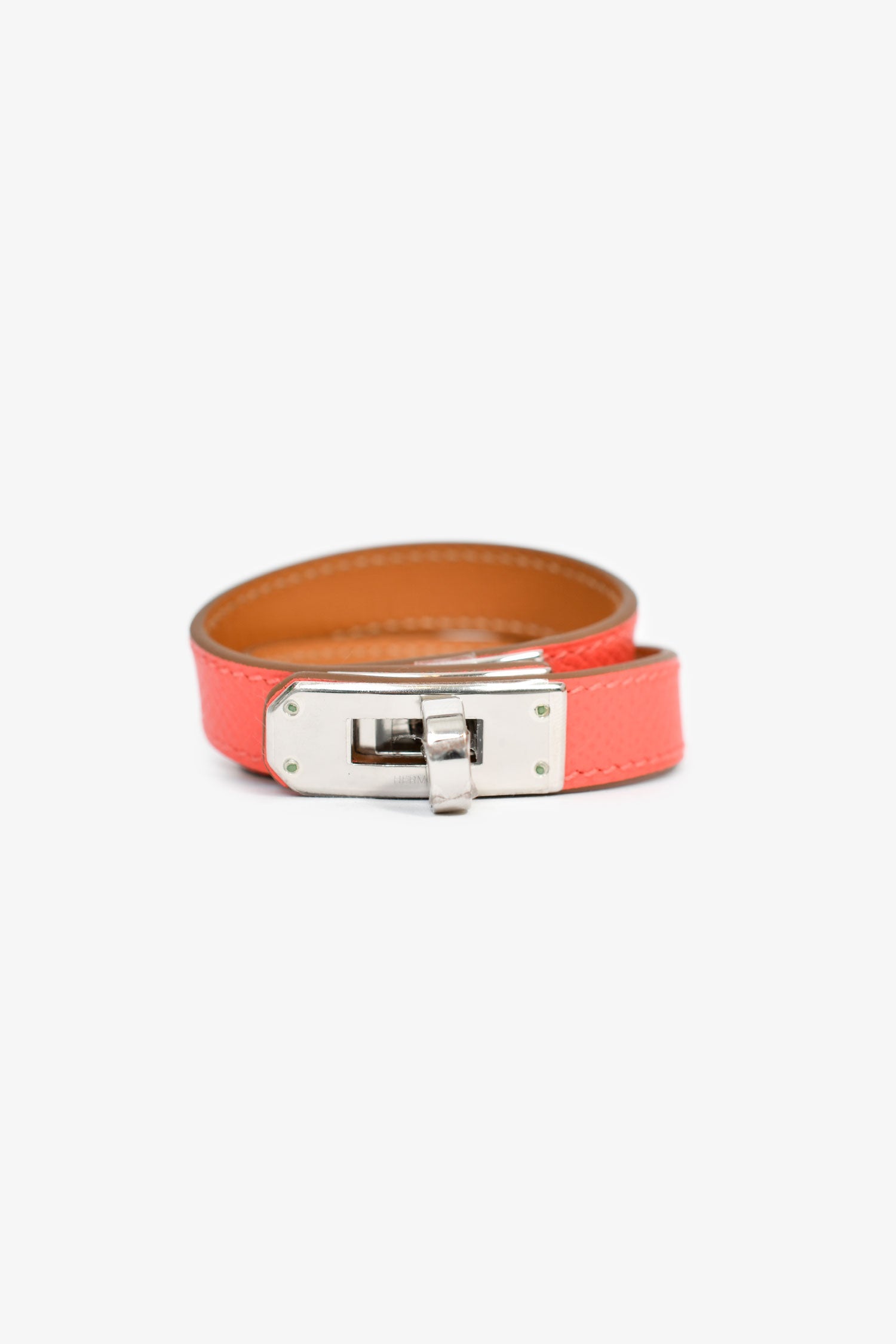 Hermès Coral Leather Double Tour Bracelet