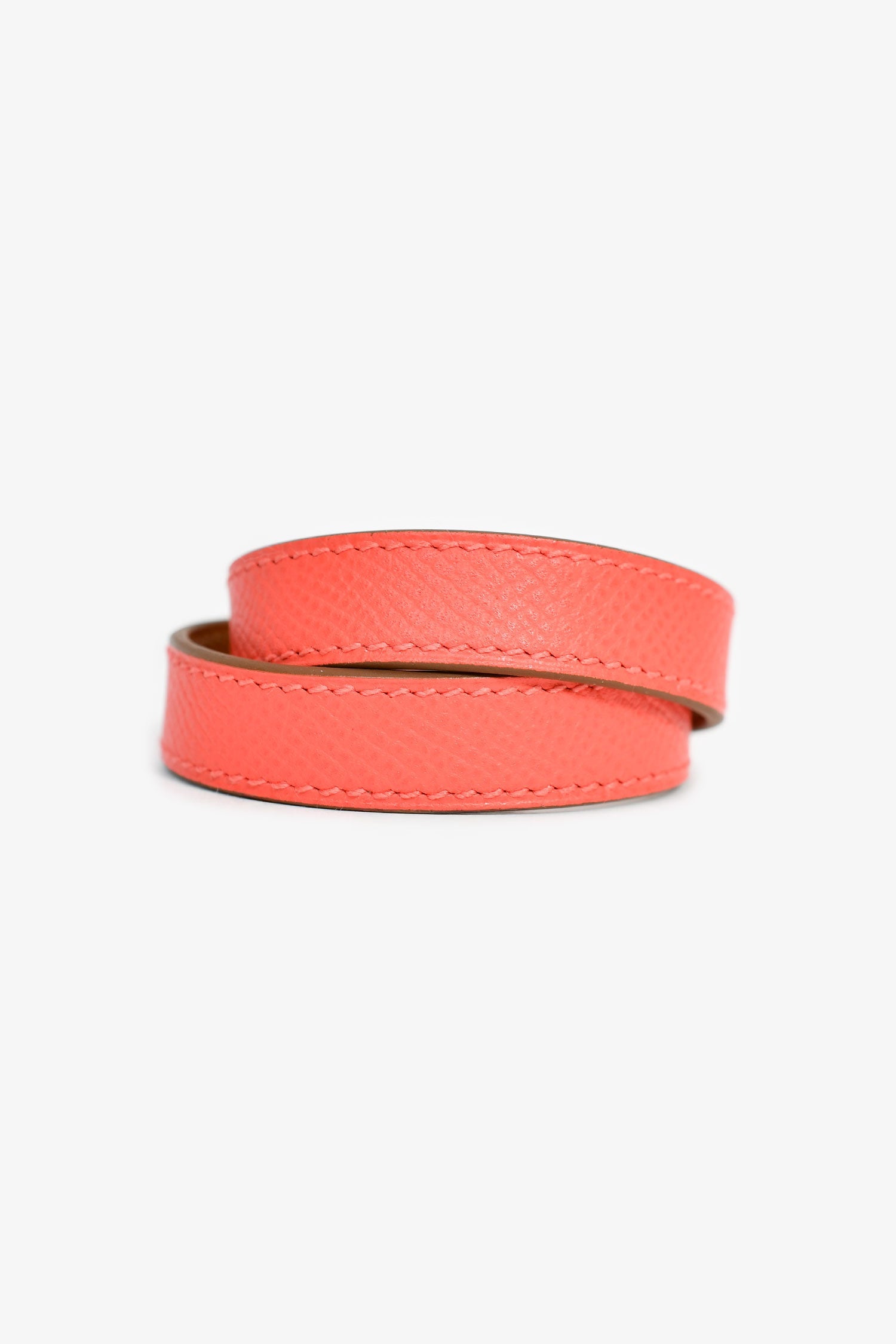 Hermès Coral Leather Double Tour Bracelet