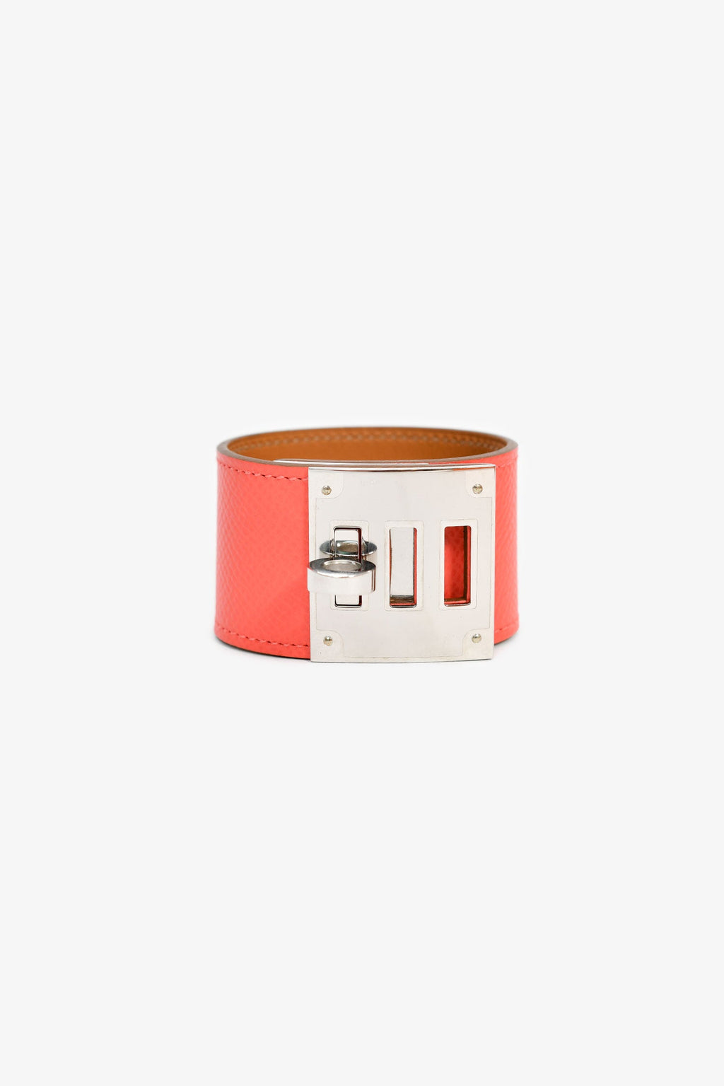Hermès Coral Leather 'Kelly Dog' Bracelet