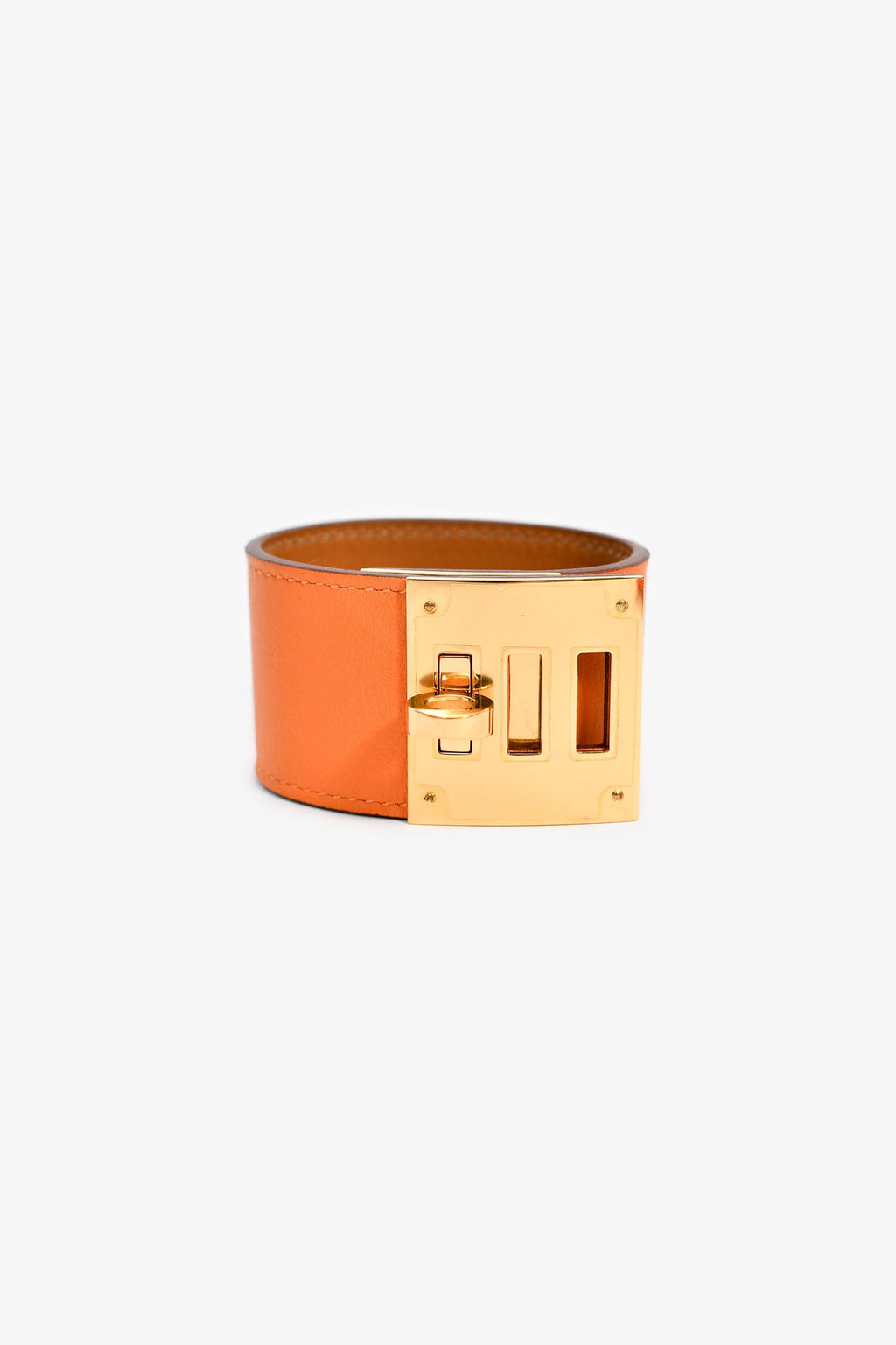 Hermès Orange Leather 'Kelly Dog' Bracelet