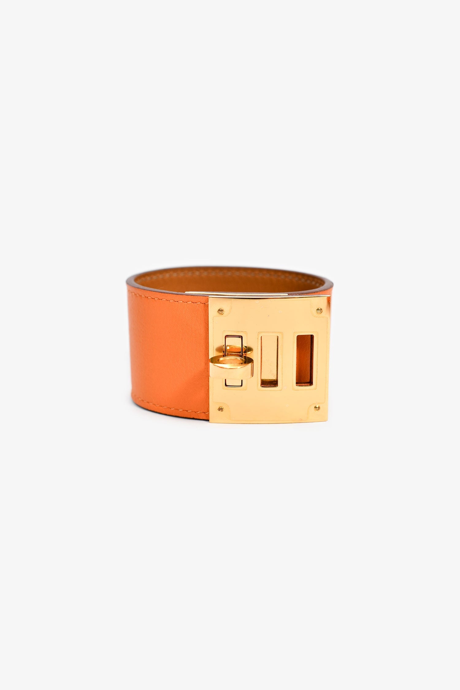 Hermès Orange Leather 'Kelly Dog' Bracelet
