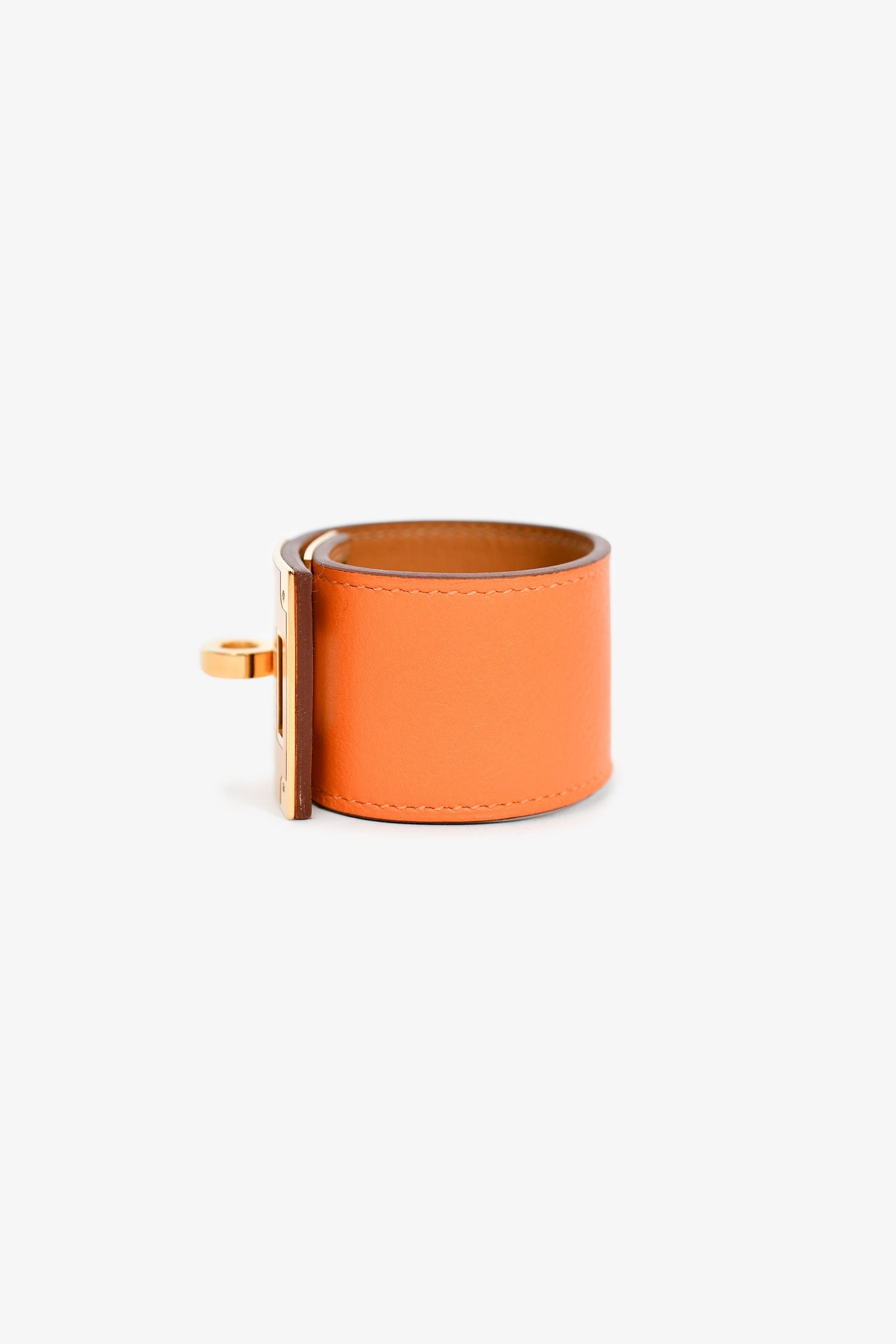 Hermès Orange Leather 'Kelly Dog' Bracelet