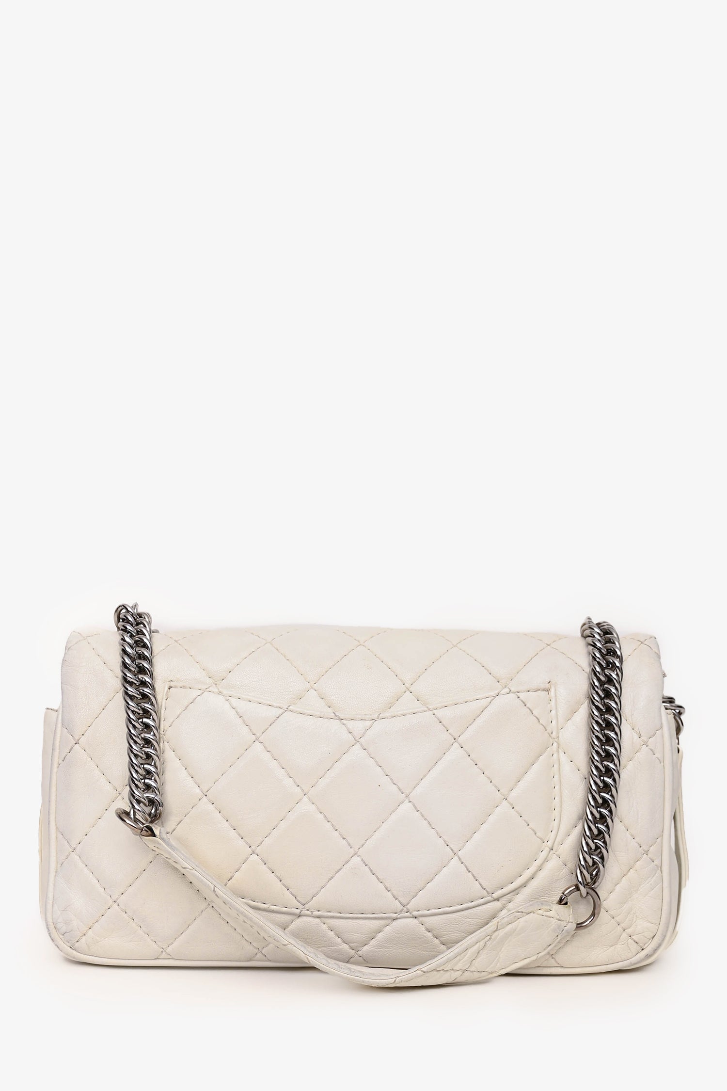 Pre-Loved Chanel™ 2006-08 White Lambskin Leather Icon Flap Bag