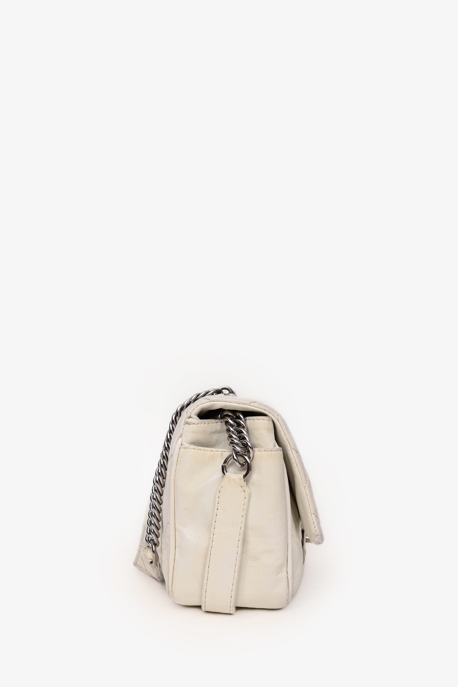 Pre-Loved Chanel™ 2006-08 White Lambskin Leather Icon Flap Bag