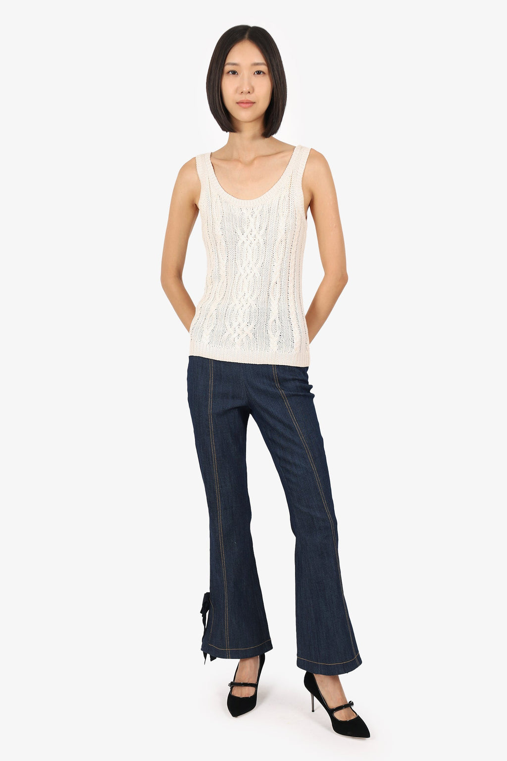 Cinq A Sept Blue Denim Bow Cuff Jeans Size 0