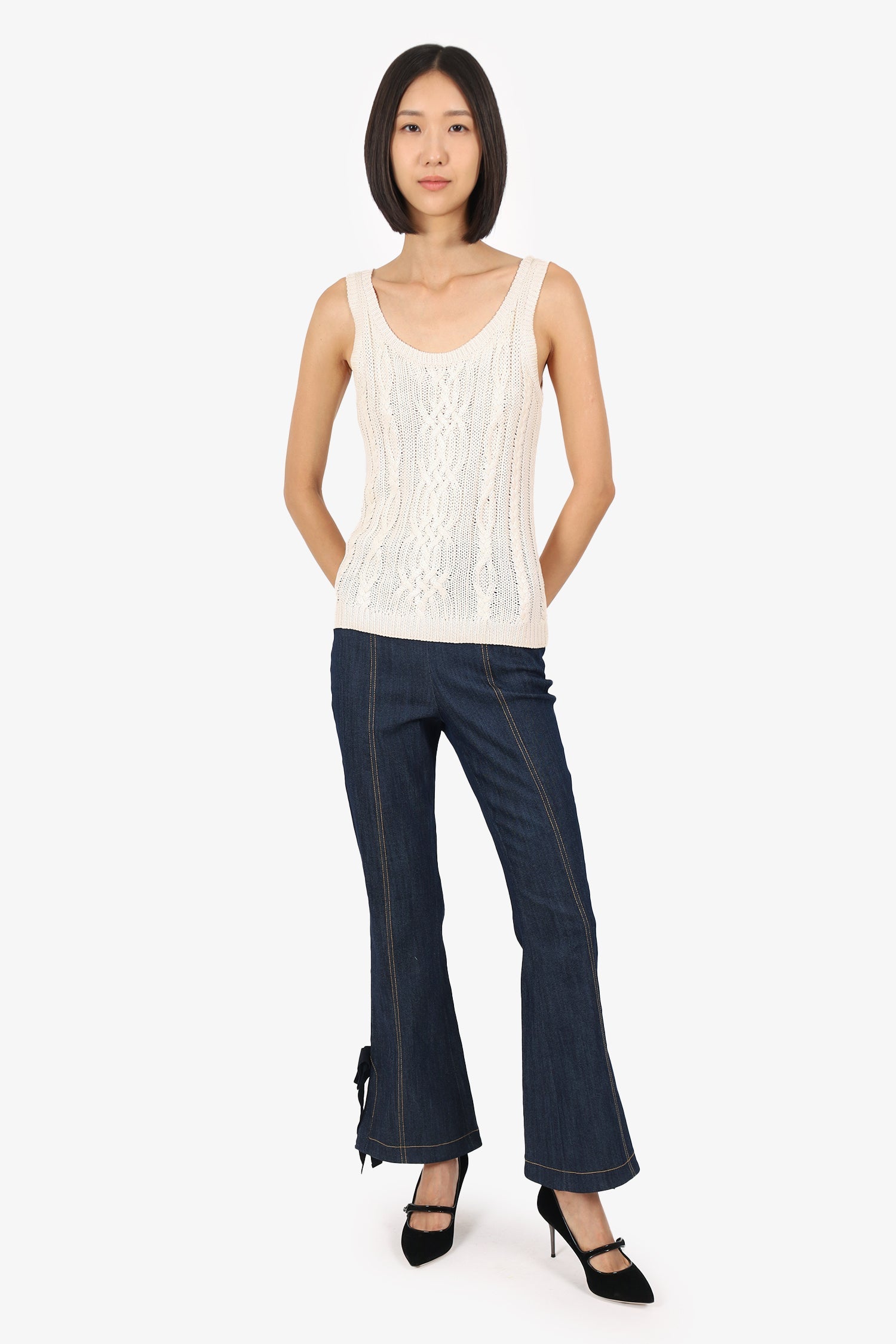 Cinq A Sept Blue Denim Bow Cuff Jeans Size 0