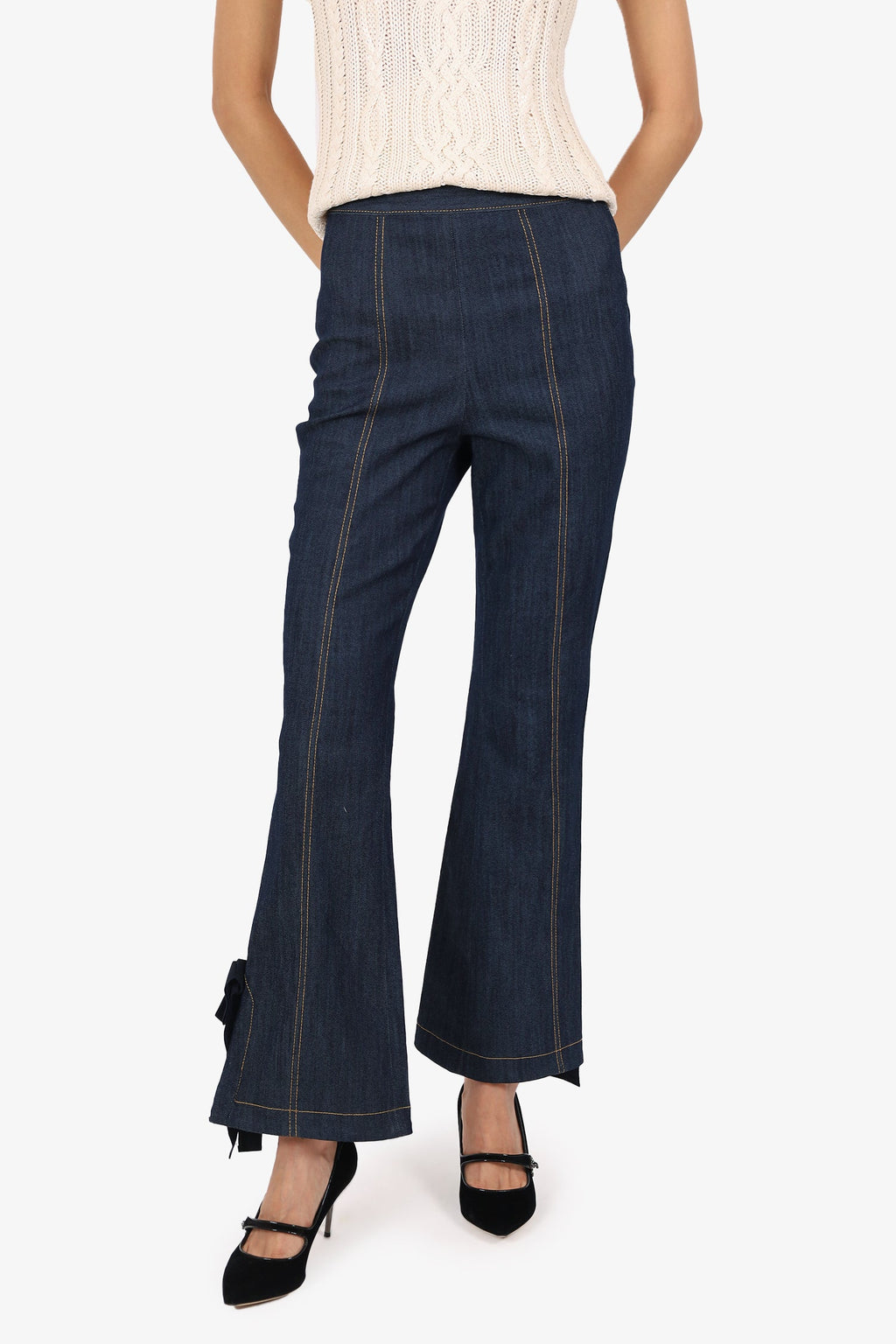 Cinq A Sept Blue Denim Bow Cuff Jeans Size 0
