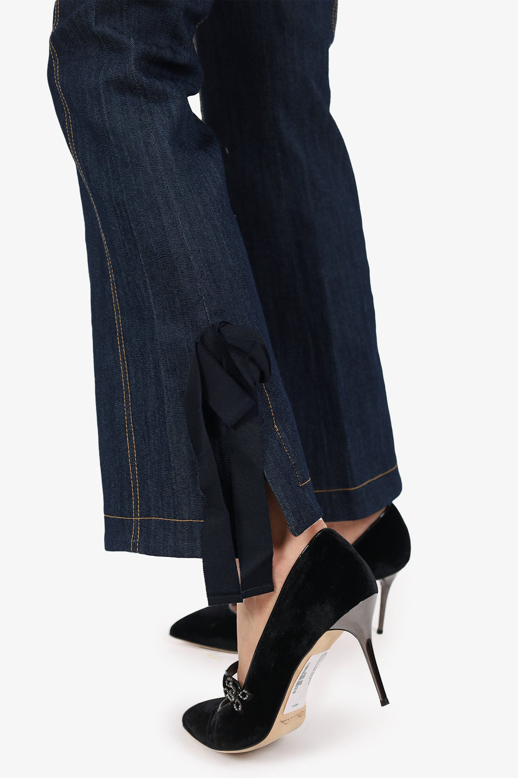 Cinq A Sept Blue Denim Bow Cuff Jeans Size 0