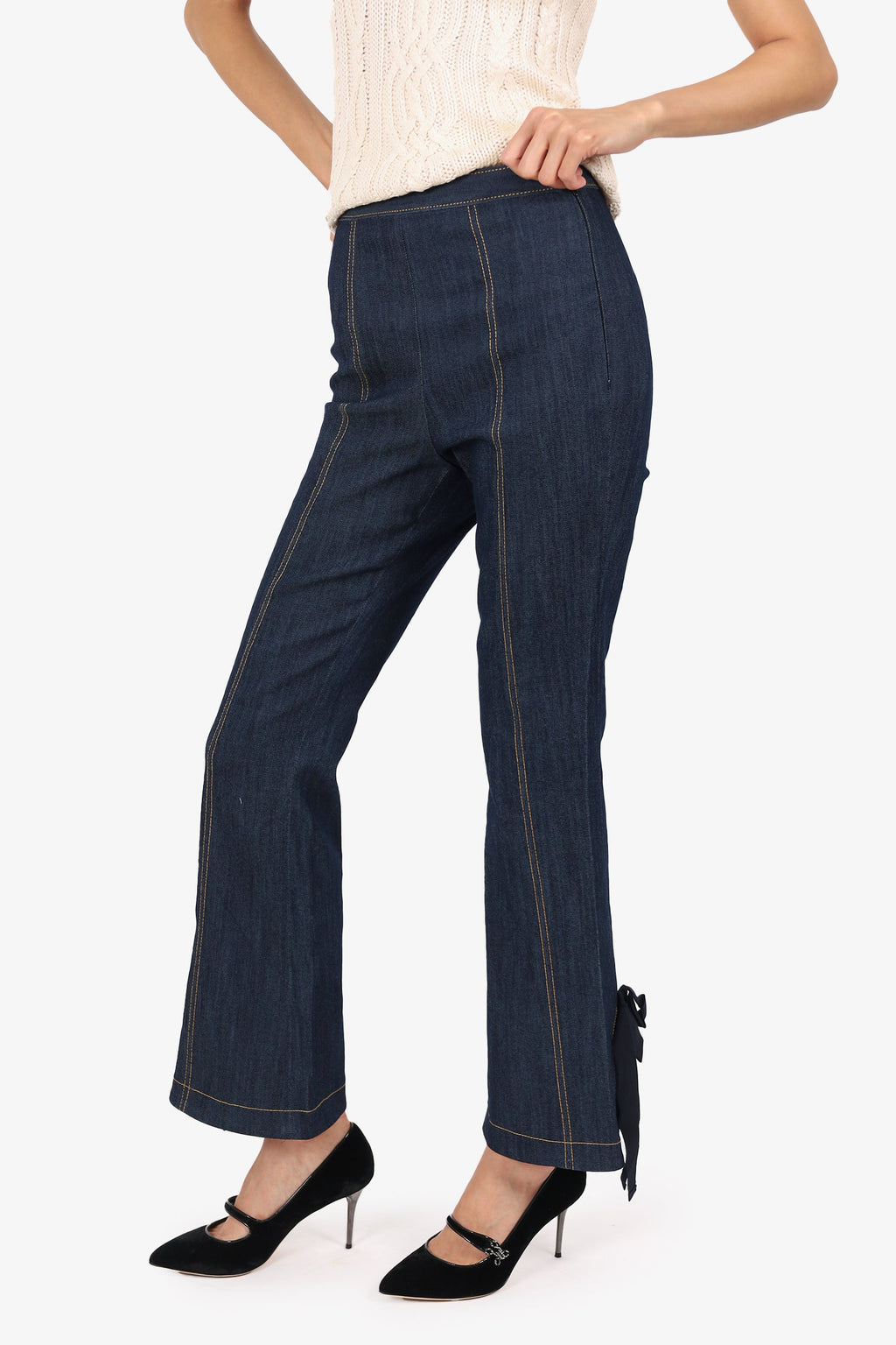 Cinq A Sept Blue Denim Bow Cuff Jeans Size 0