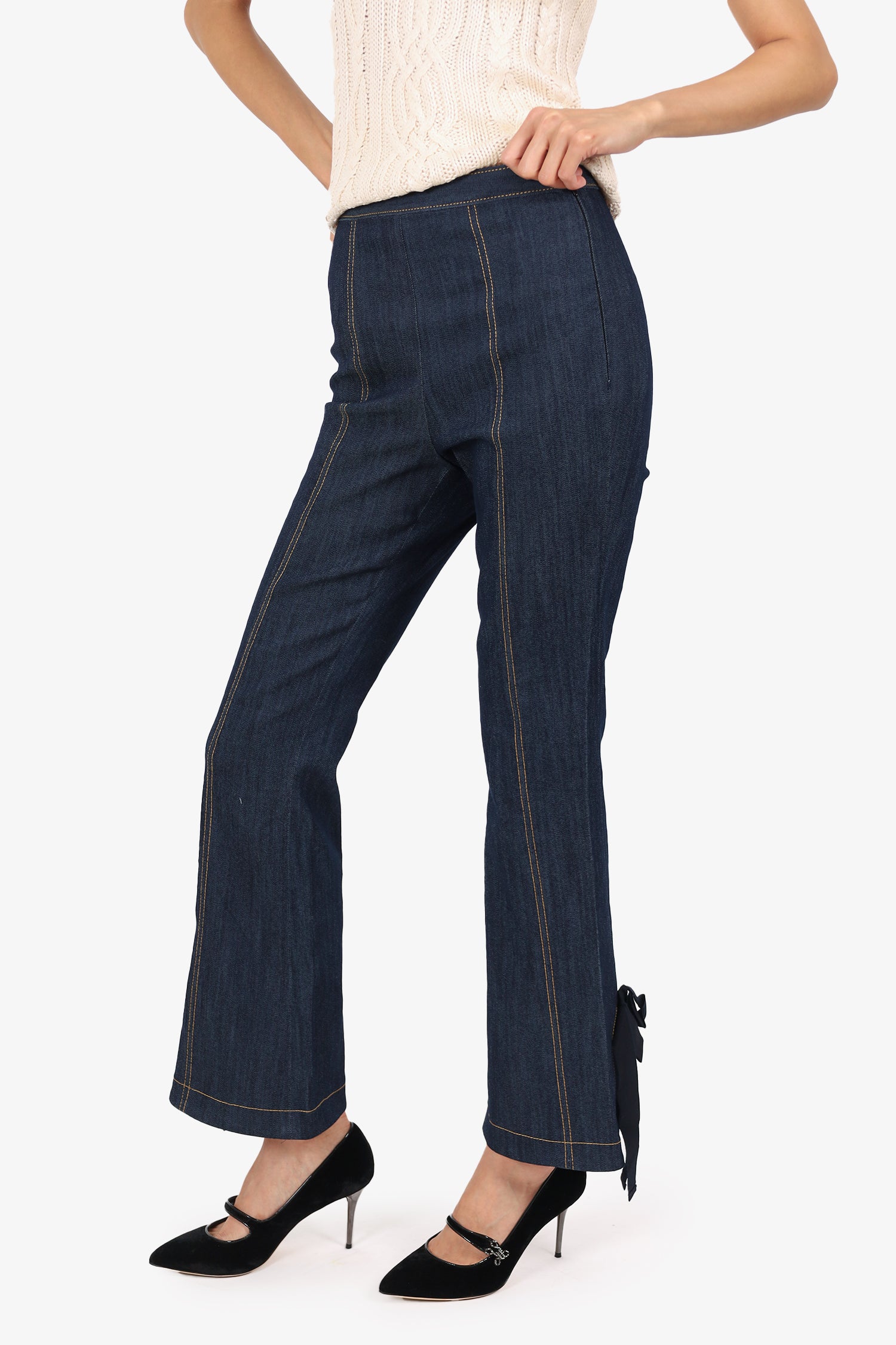 Cinq A Sept Blue Denim Bow Cuff Jeans Size 0
