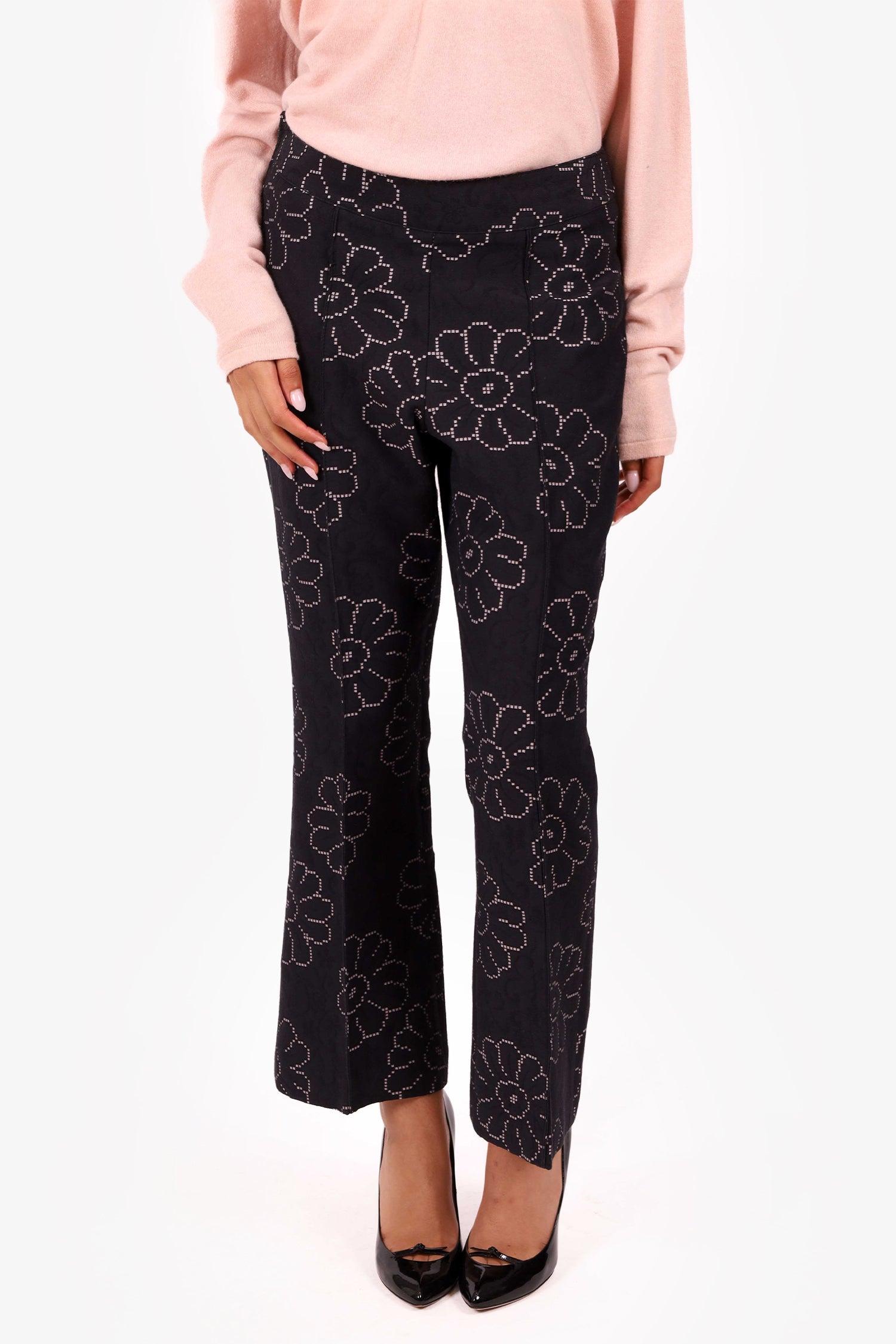 Smythe Black/White Floral Flare Pants Size 0