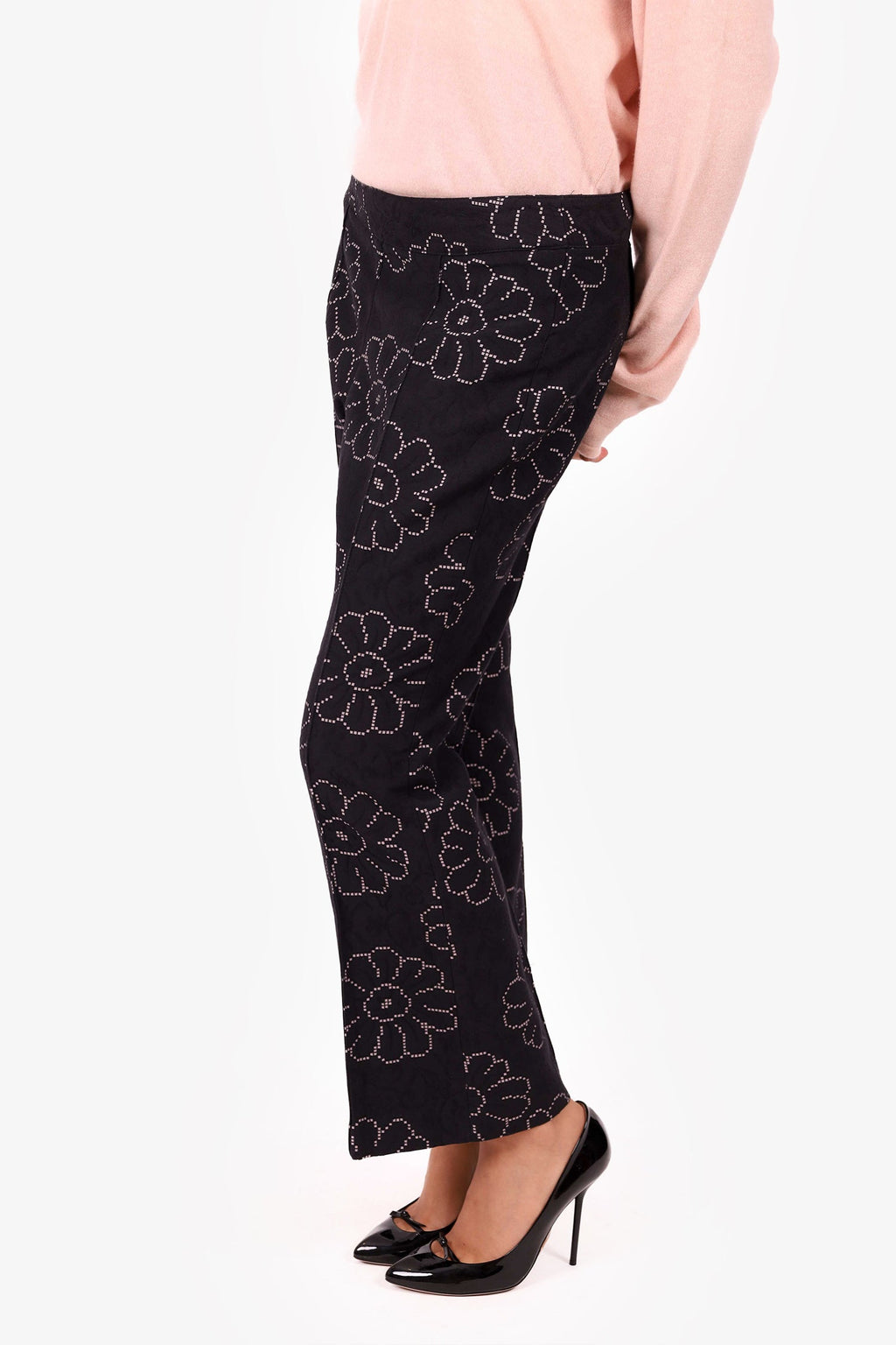 Smythe Black/White Floral Flare Pants Size 0