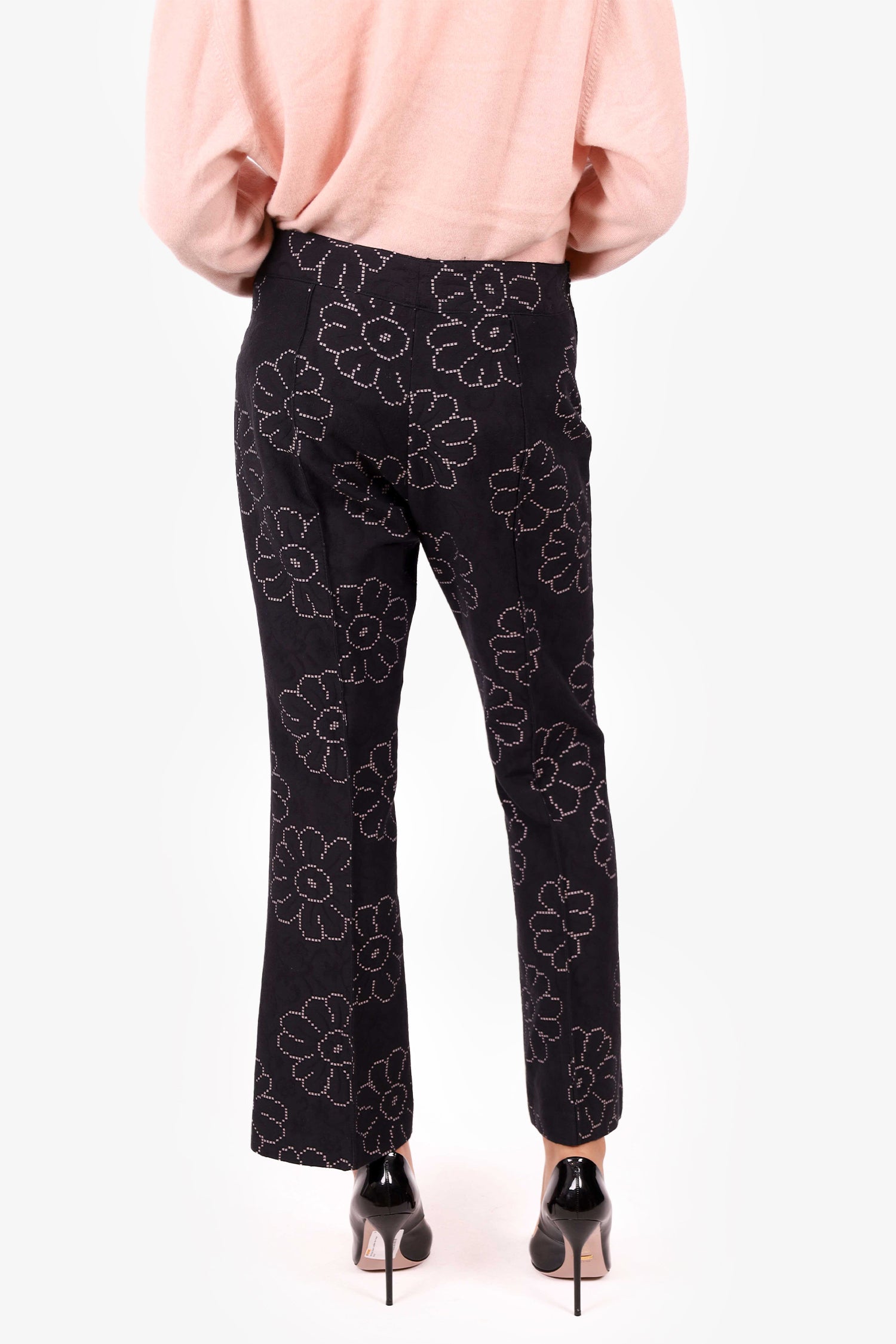 Smythe Black/White Floral Flare Pants Size 0