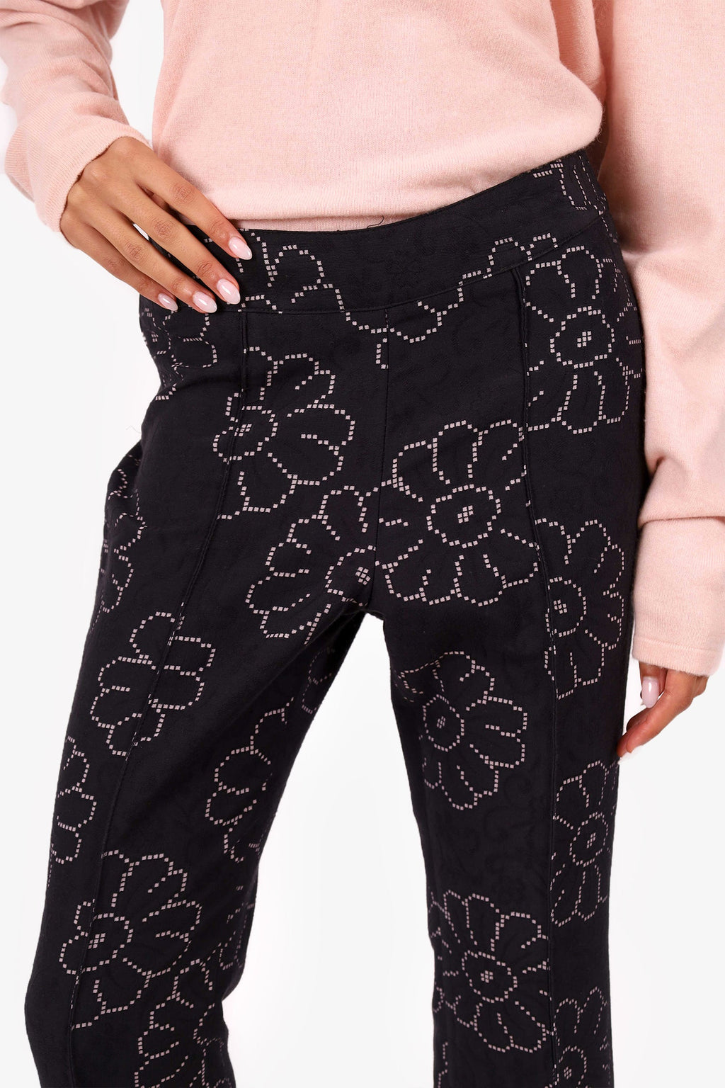 Smythe Black/White Floral Flare Pants Size 0
