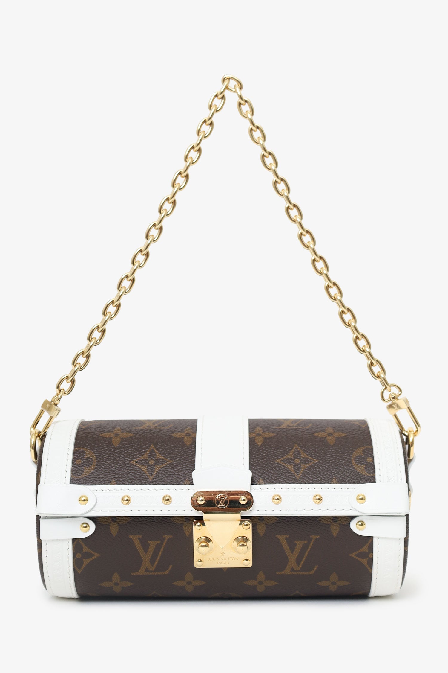 Louis Vuitton White/Brown Monogram Papillon Trunk With Pouch