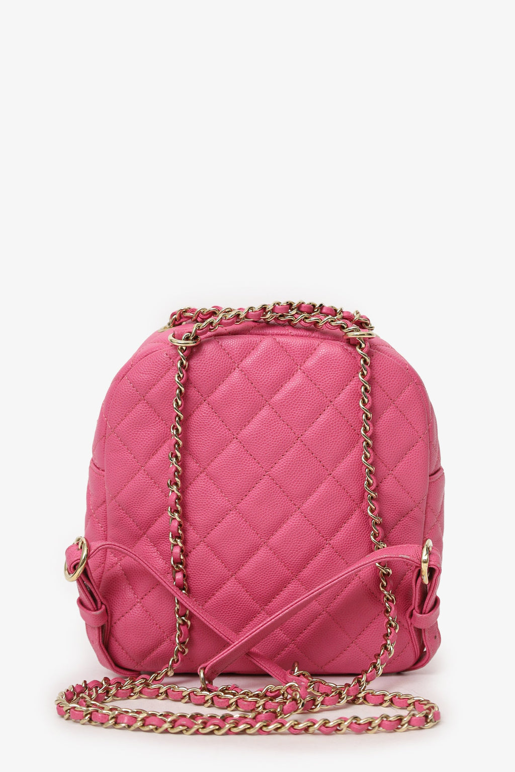 Pre-Loved Chanel™ 2019 Hot Pink Caviar Leather Mini Chain Backpack