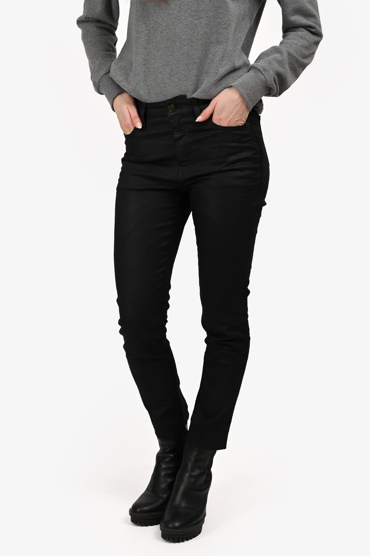 Saint Laurent Black Coated Skinny Jeans Size 28