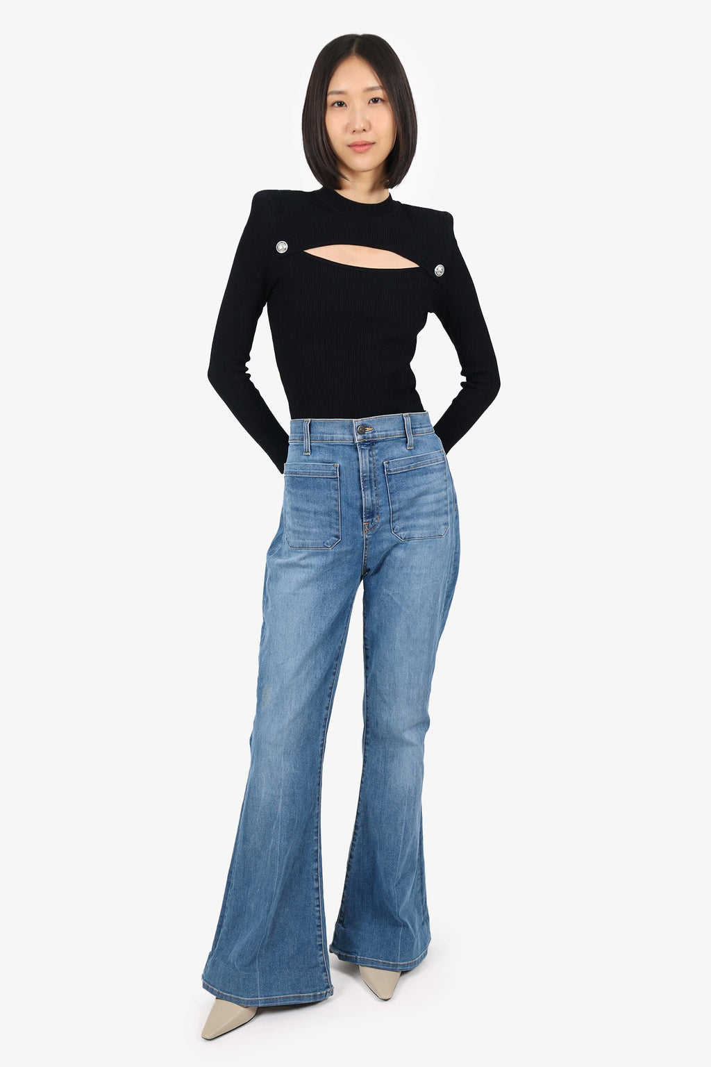 Veronica Beard Blue Denim Sheridan Exaggerated Jeans Size 32/14