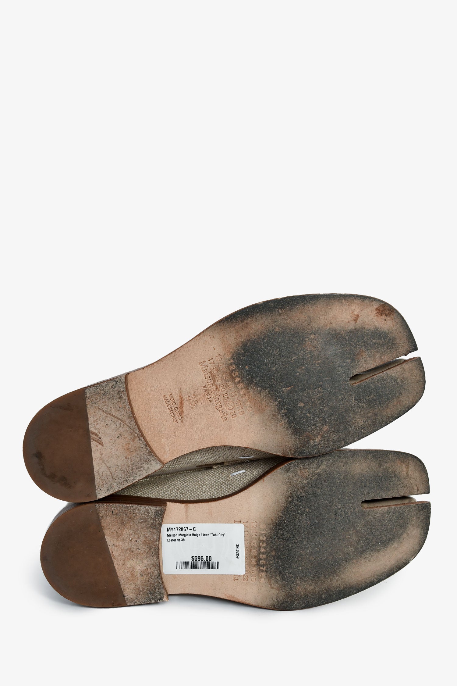 Maison Margiela Beige Linen 'Tabi City' Loafer Size 38