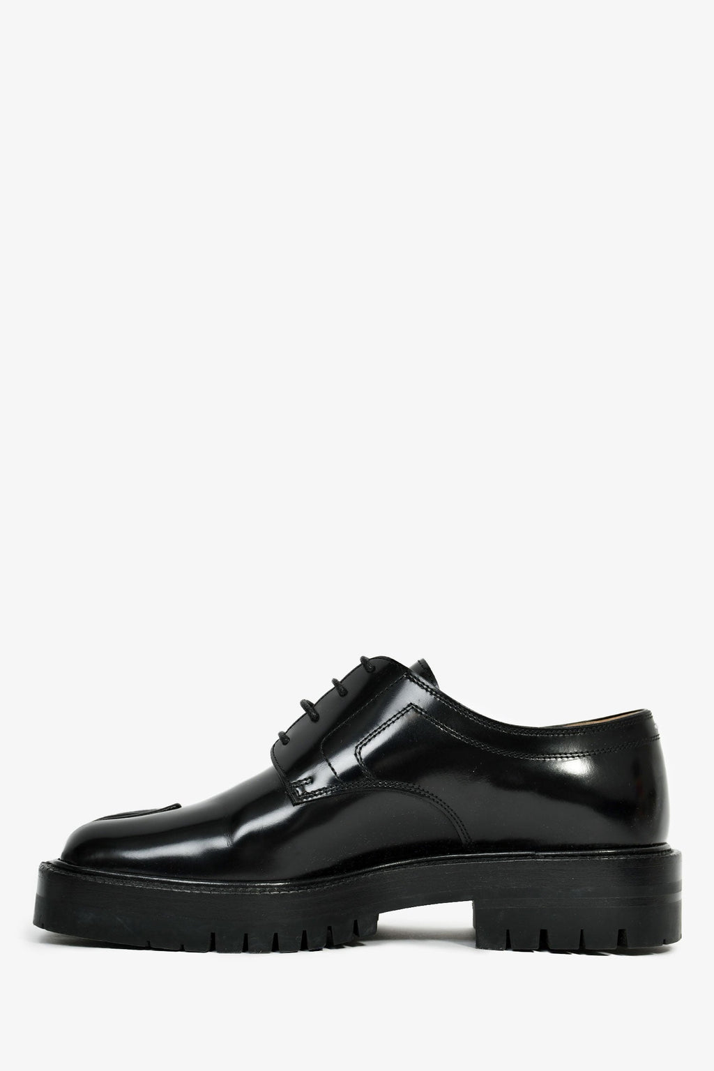 Maison Margiela Black Leather 'Tabi Lace Up Derby' Loafers Size 37