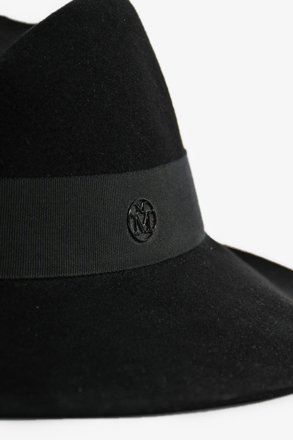 Maison Michel Black Felt Wide Brim Hat Size L