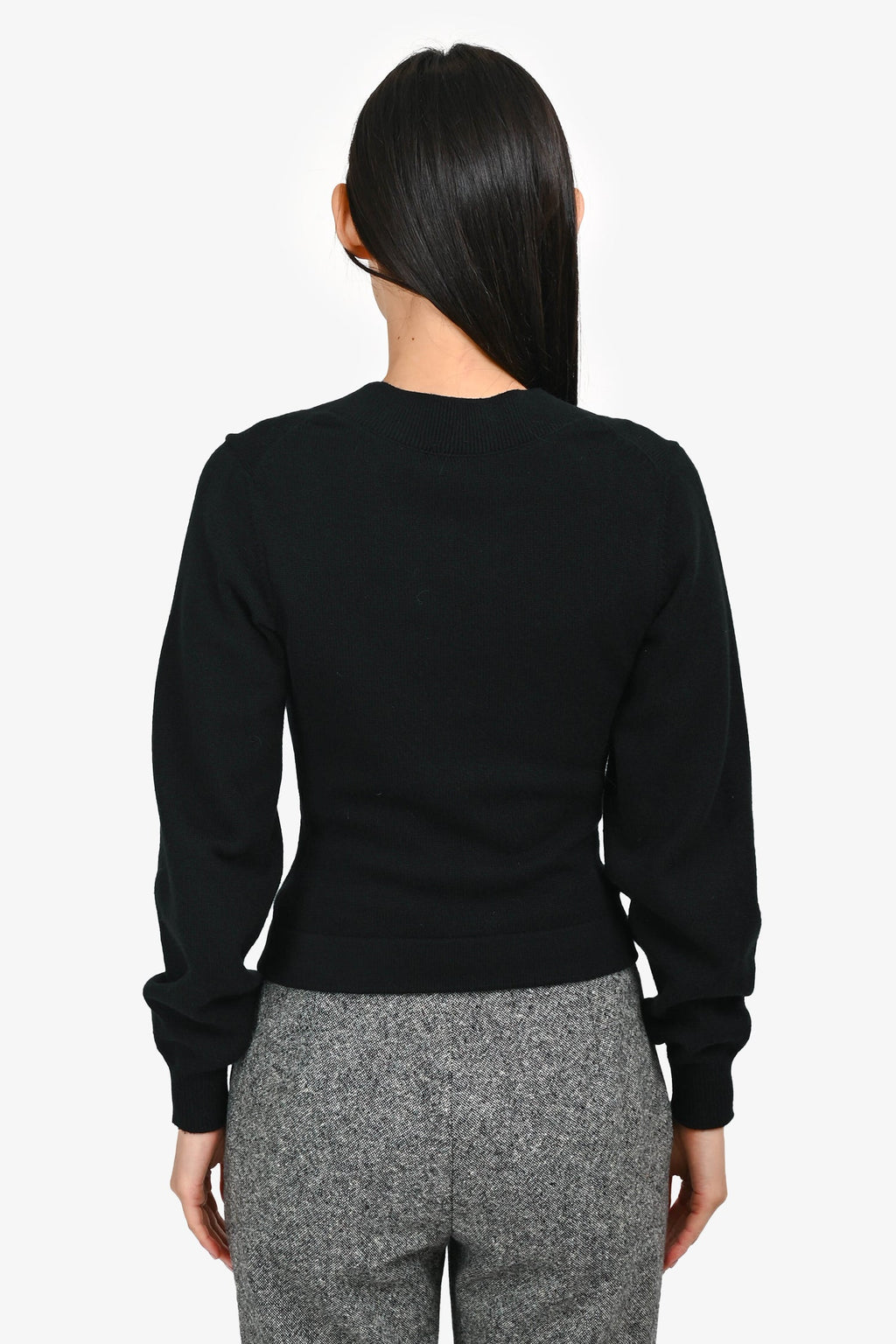 Pre-Loved Chanel™ Black Cashmere Embellished Button igan Size 34