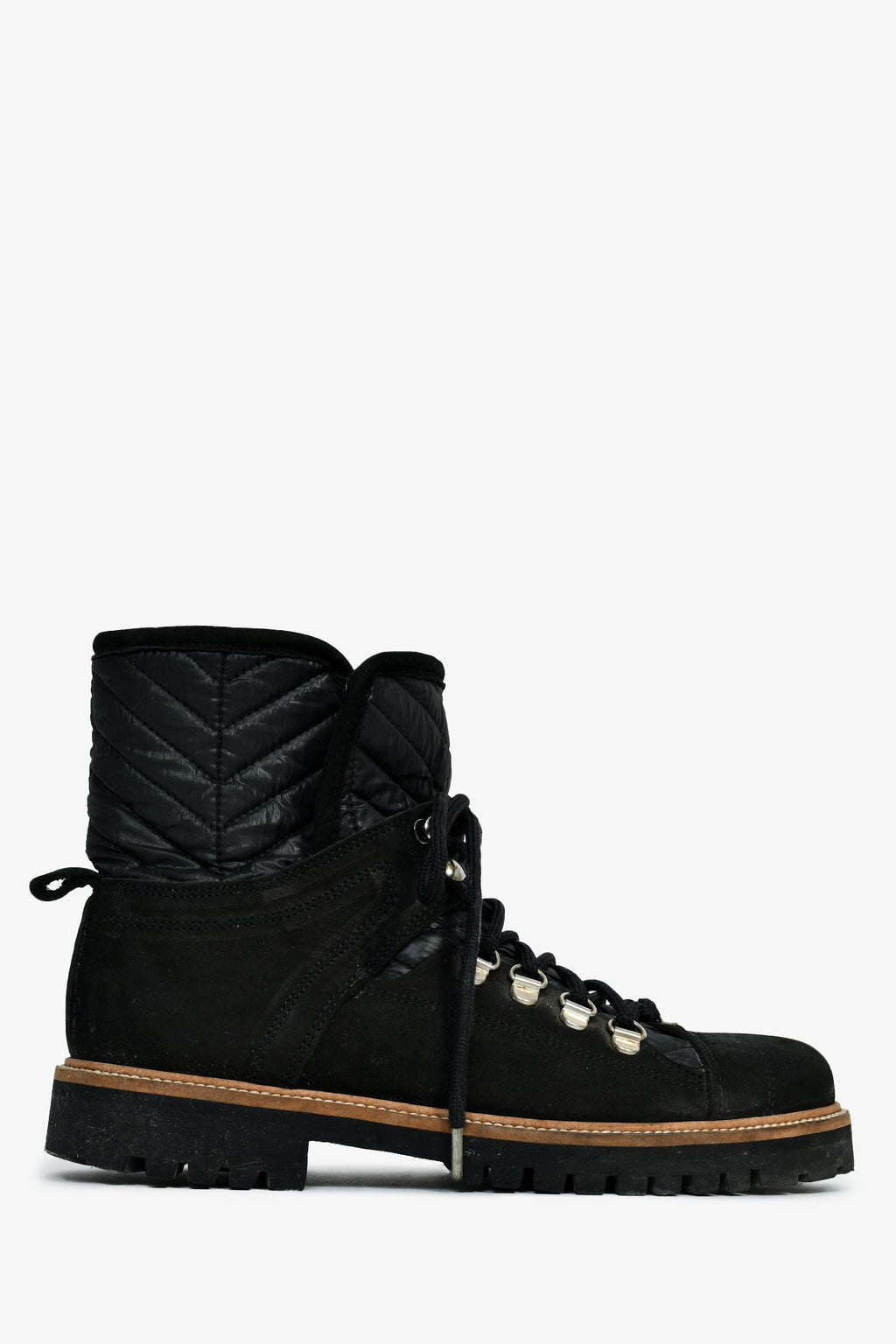 Ganni Black Nylon/Brushed Suede Combat Ankle Boots Size 38