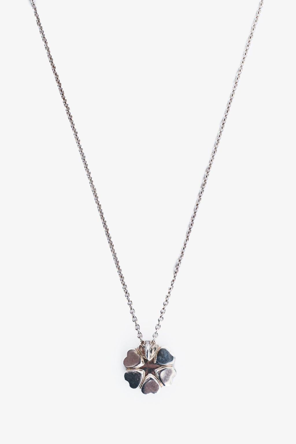 Tiffany & Co Sterling Silver Flower of Hearts Pendant Necklace