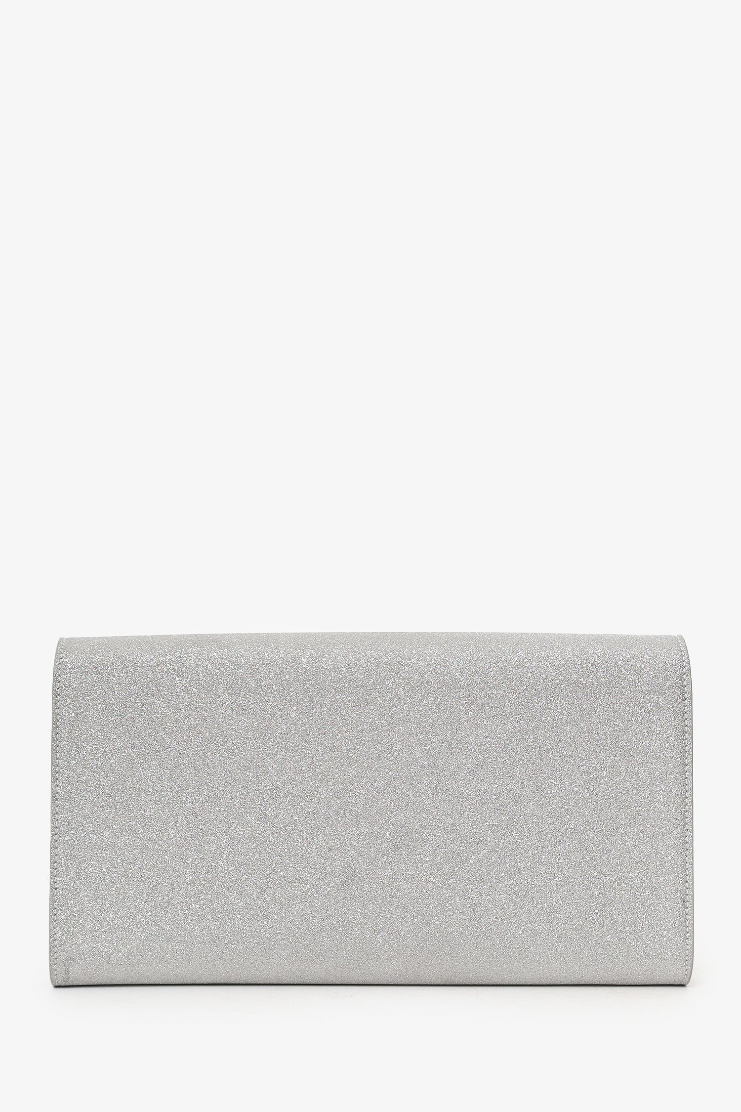 Roger Vivier Silver Glitter Buckle Clutch