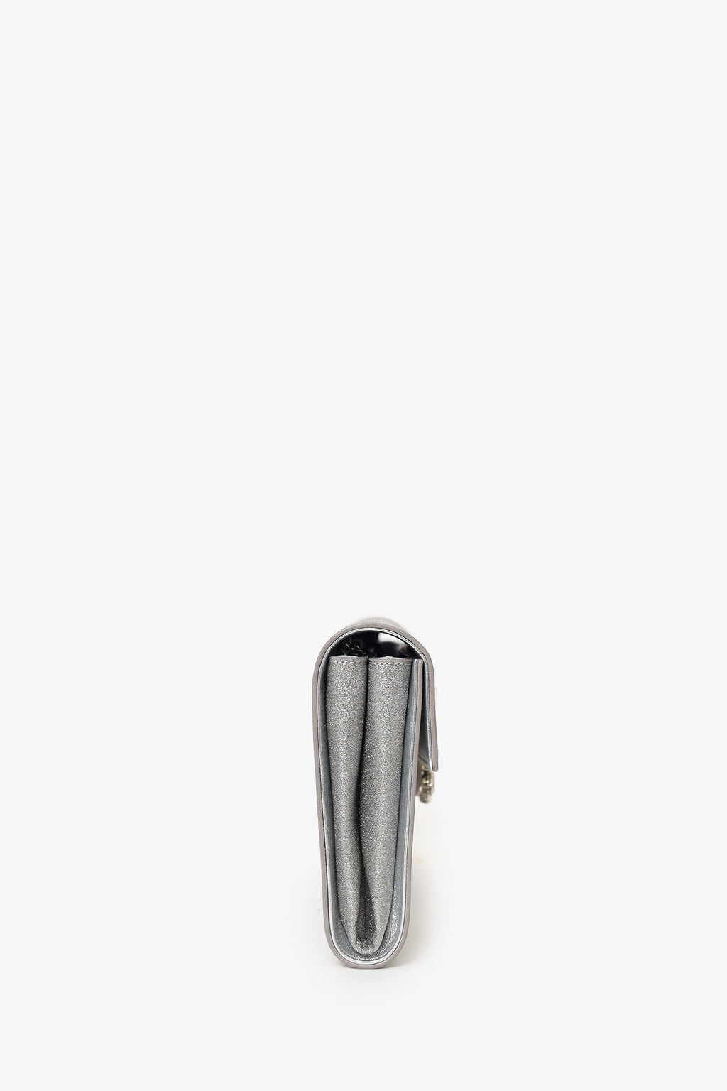 Roger Vivier Silver Glitter Buckle Clutch