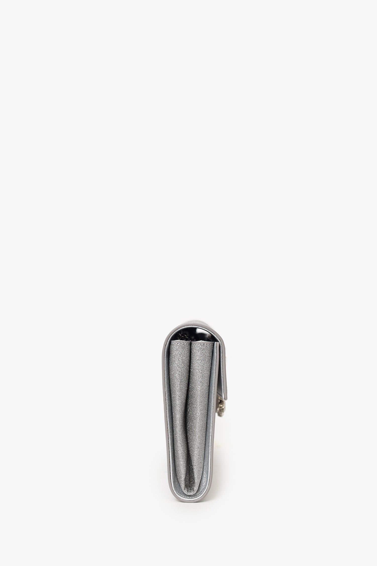Roger Vivier Silver Glitter Buckle Clutch