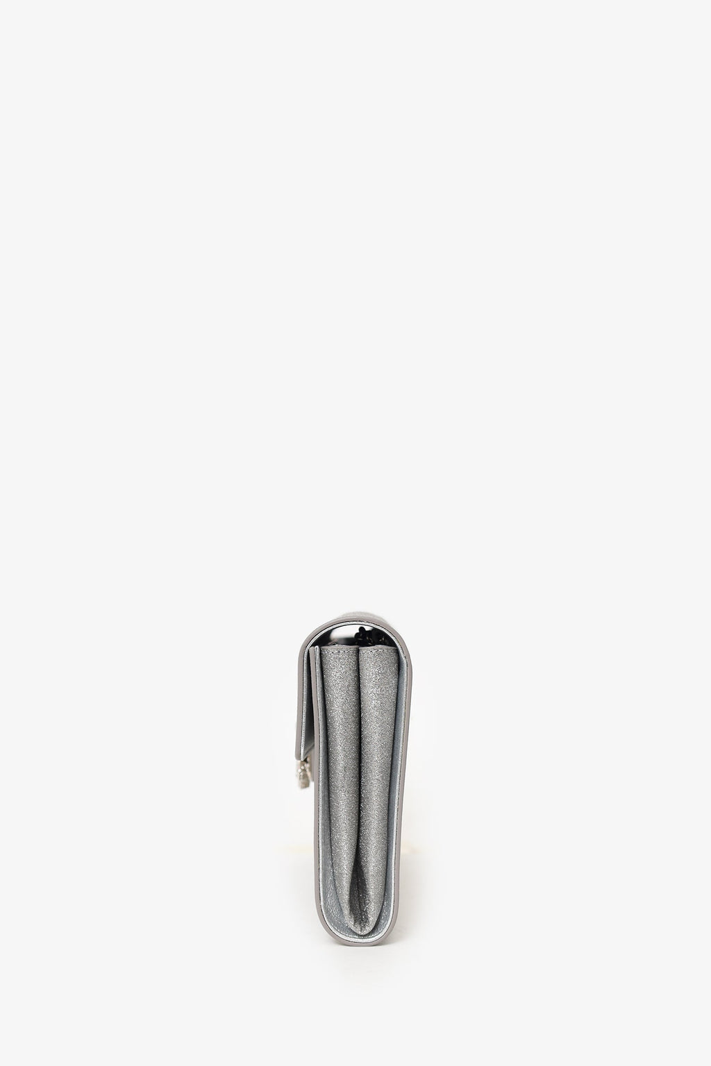 Roger Vivier Silver Glitter Buckle Clutch