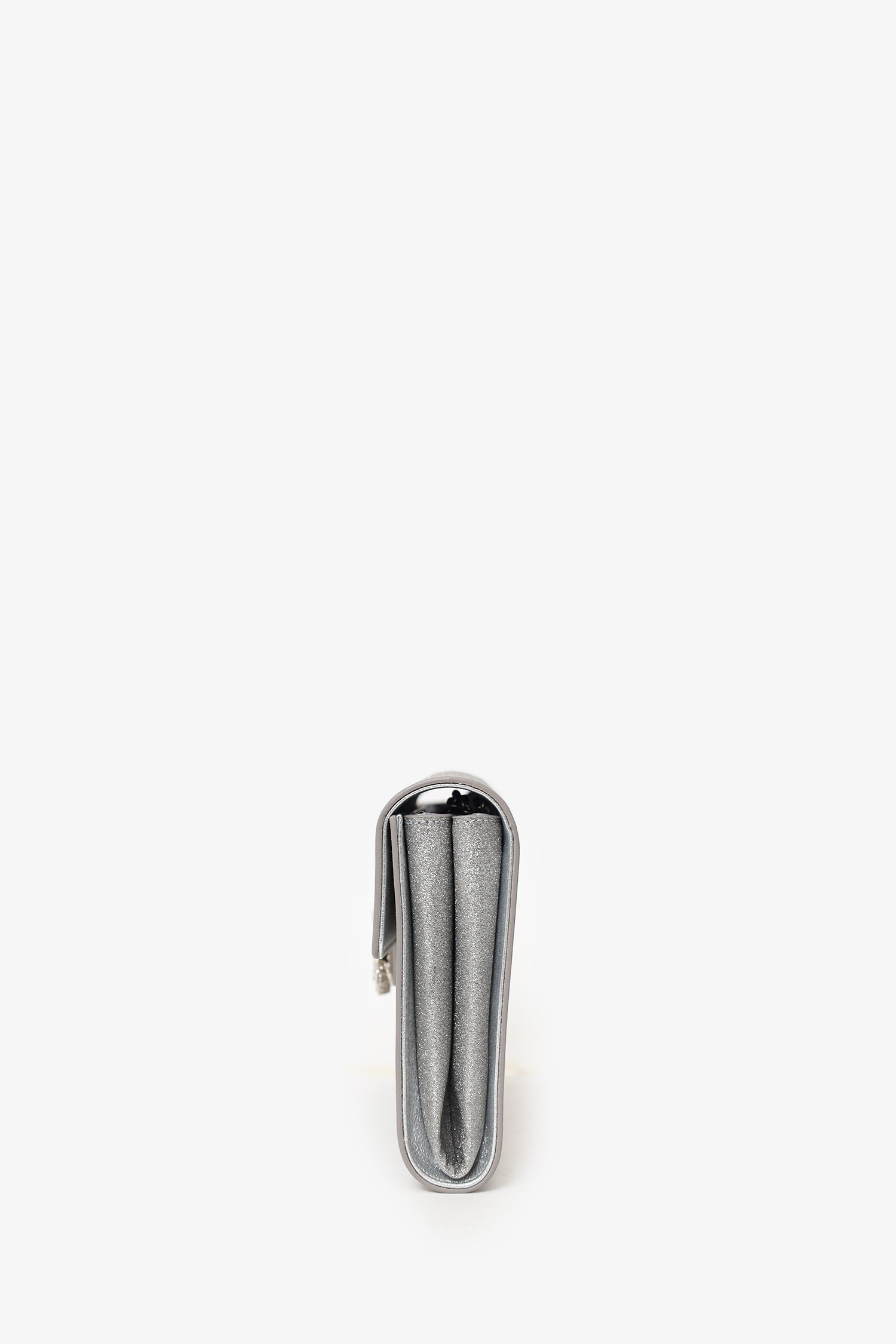 Roger Vivier Silver Glitter Buckle Clutch