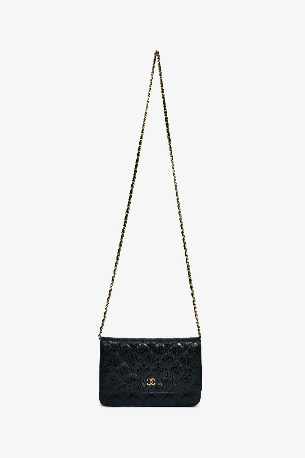 Pre-Loved Chanel™ 2019 Black Caviar Classic Wallet On Chain