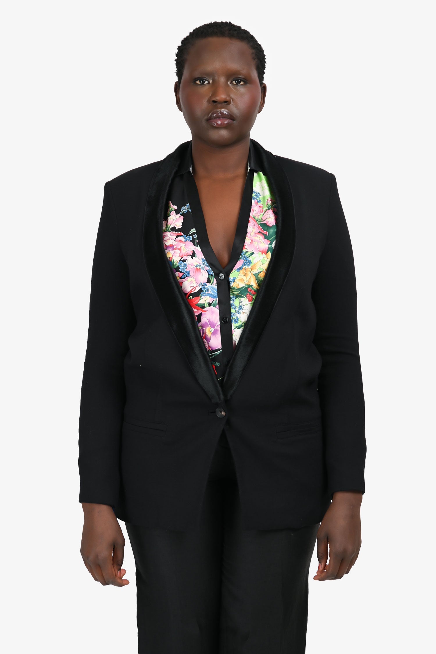 Helmut Lang Black Wool/'Pony Hair' Single Breasted Blazer Size 8