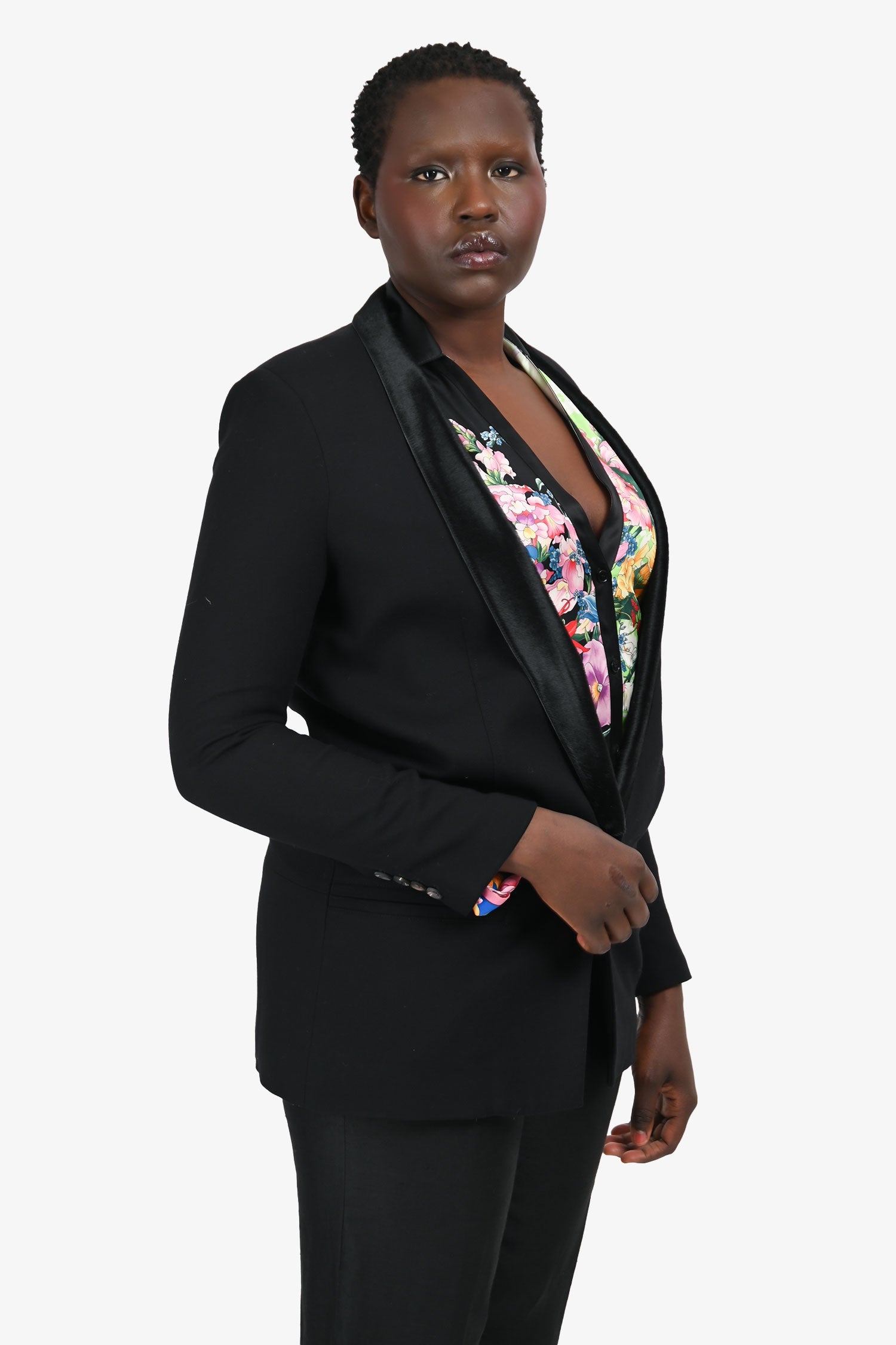 Helmut Lang Black Wool/'Pony Hair' Single Breasted Blazer Size 8
