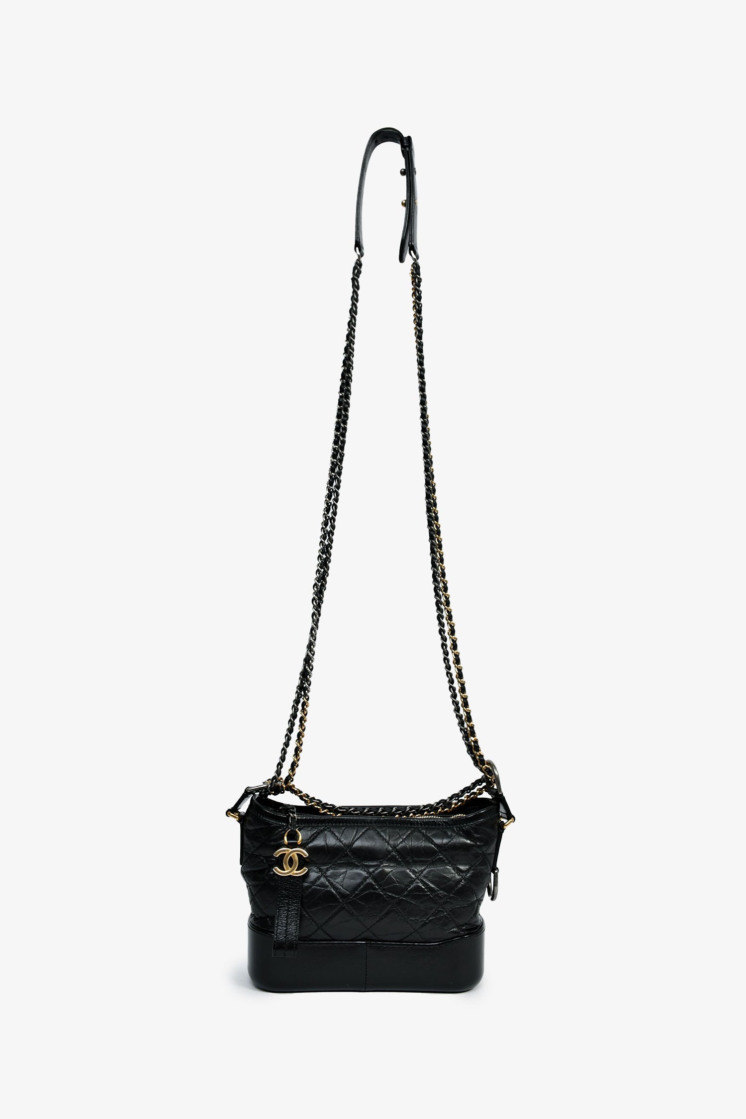 Pre-Loved Chanel™ 2018 Black Lambskin Leather Small Gabrielle Bag