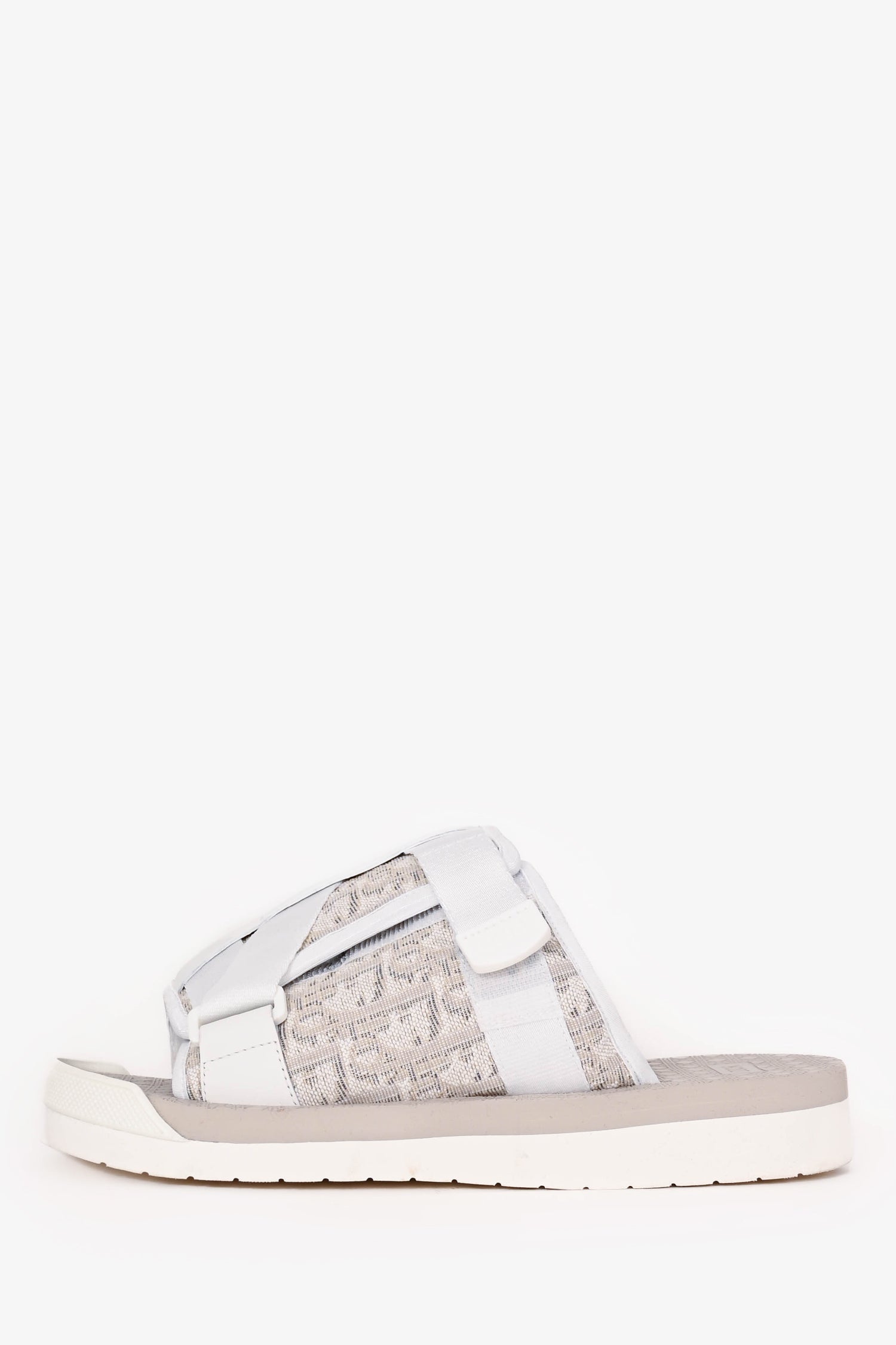 Christain Dior White/Beige Oblique 'Alpha' Slides Size 40