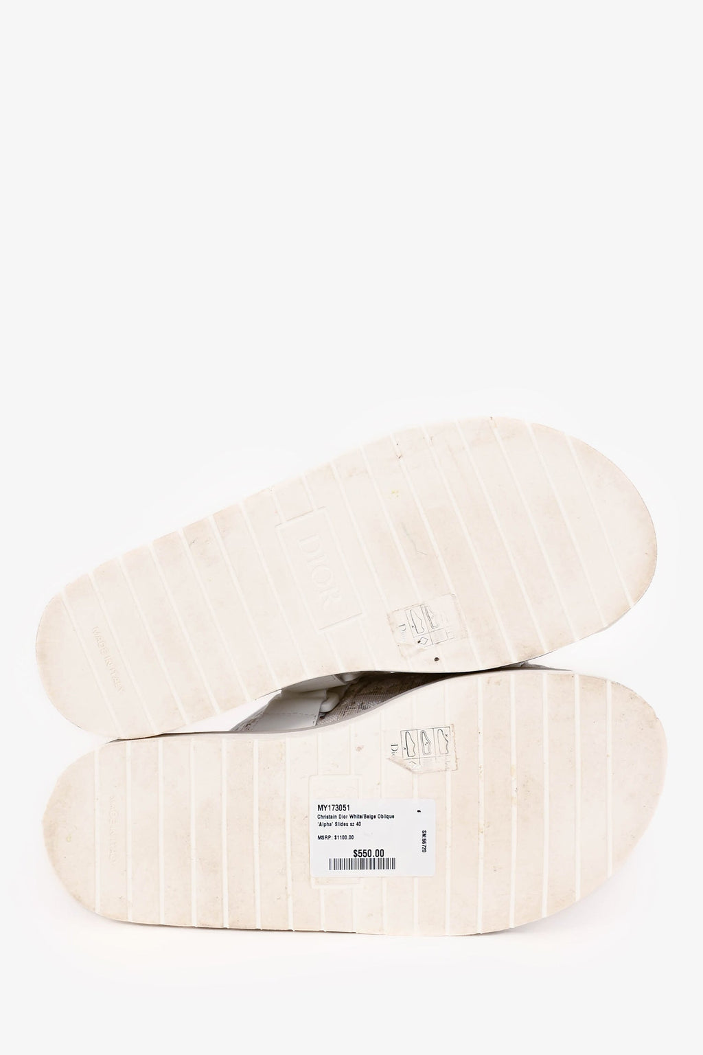 Christain Dior White/Beige Oblique 'Alpha' Slides Size 40