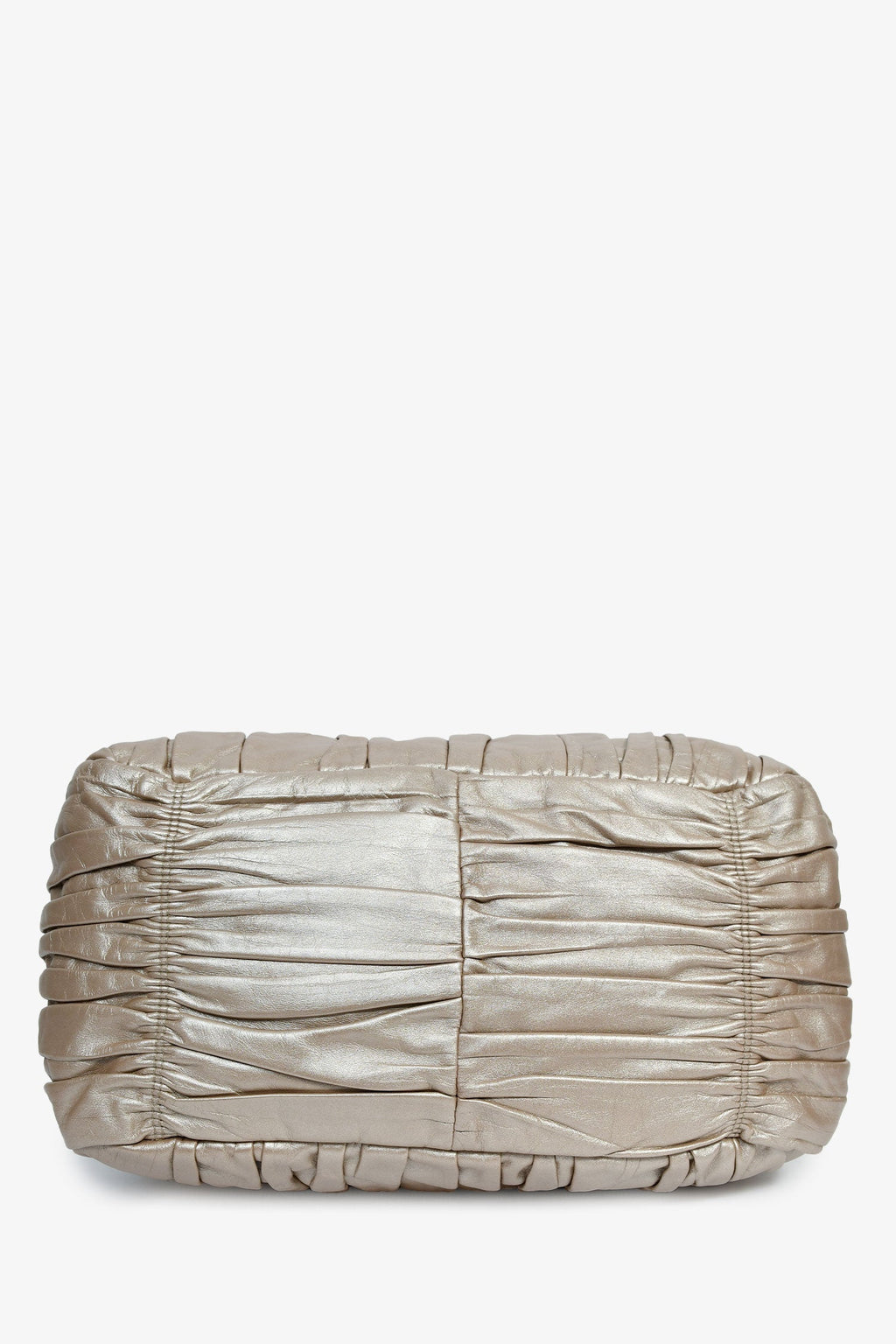 Prada Gold Metallic Nappa Gaufre Leather Top Handle Bag With Strap