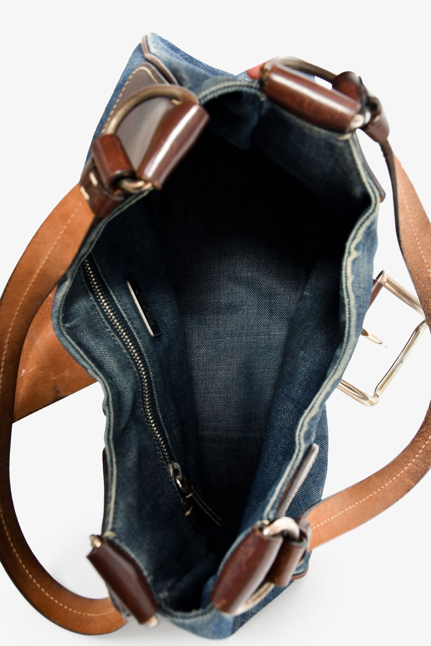 Prada Blue Denim/Leather Moon Bag