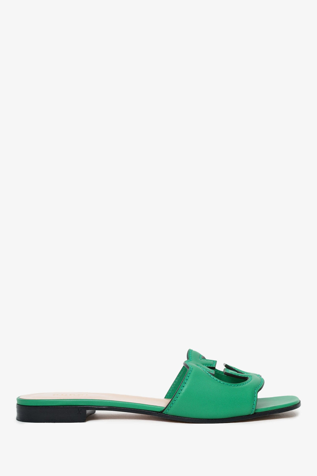 Gucci Green Leather Interlocking G Cut-Out Sandals Size 37.5