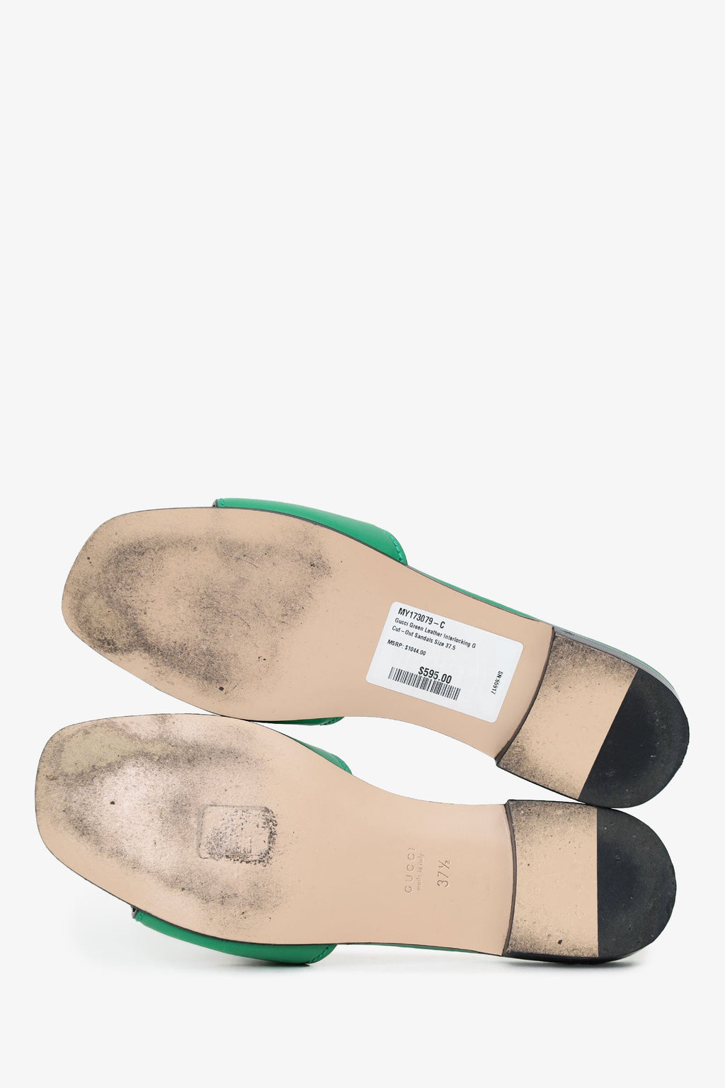 Gucci Green Leather Interlocking G Cut-Out Sandals Size 37.5