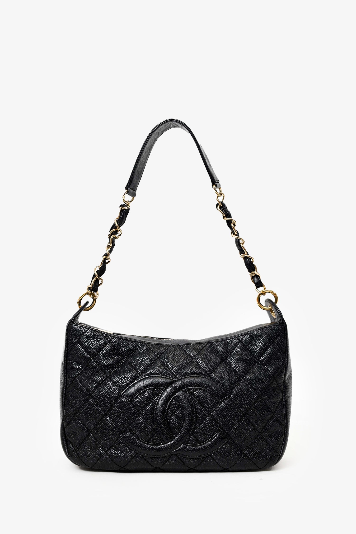 Pre-Loved Chanel™ 2002-03 Black Quilted Caviar Leather Timeless Shoulder Bag