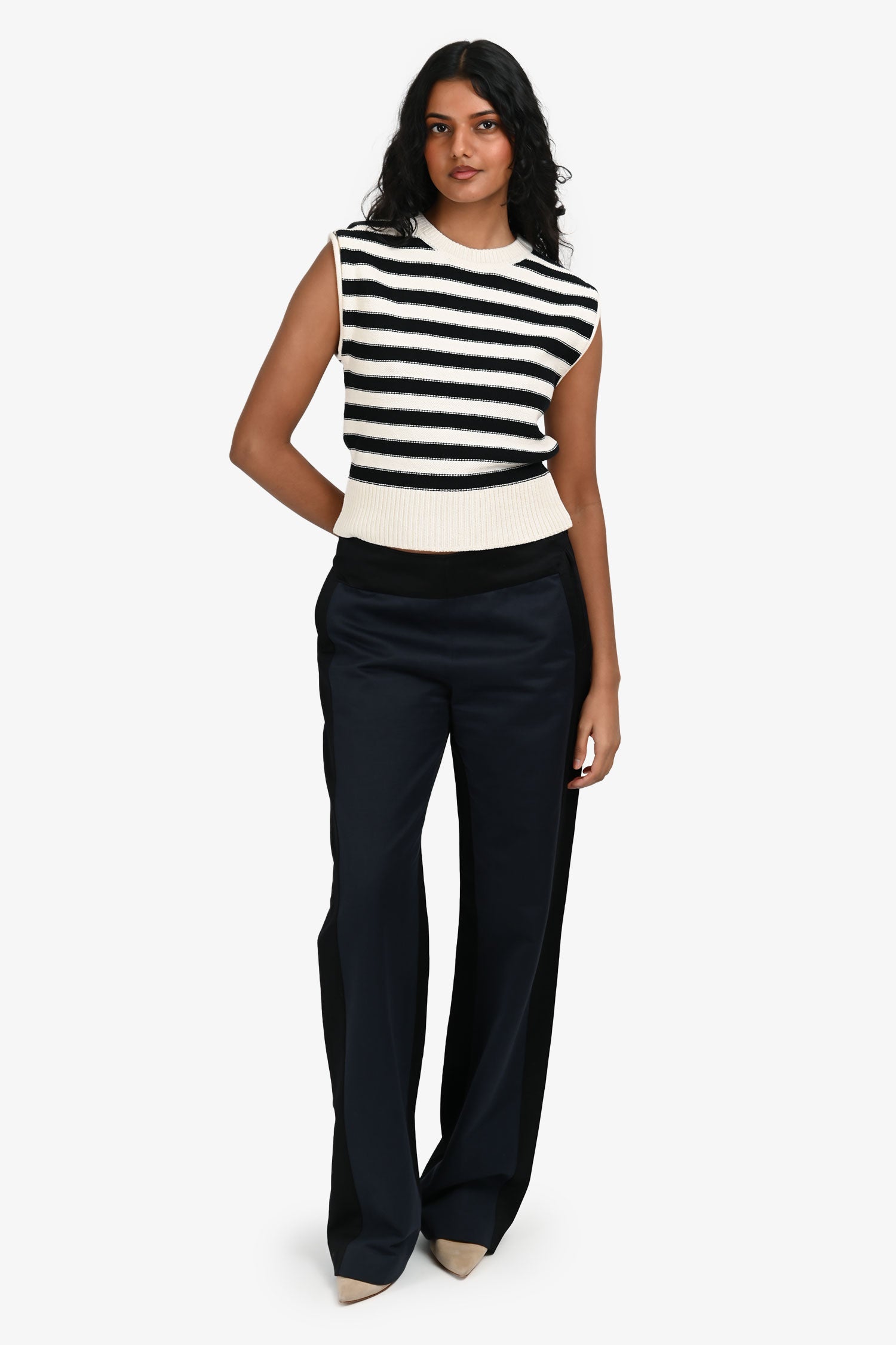 Dries Van Noten Black/Navy Cotton Pants Size 36
