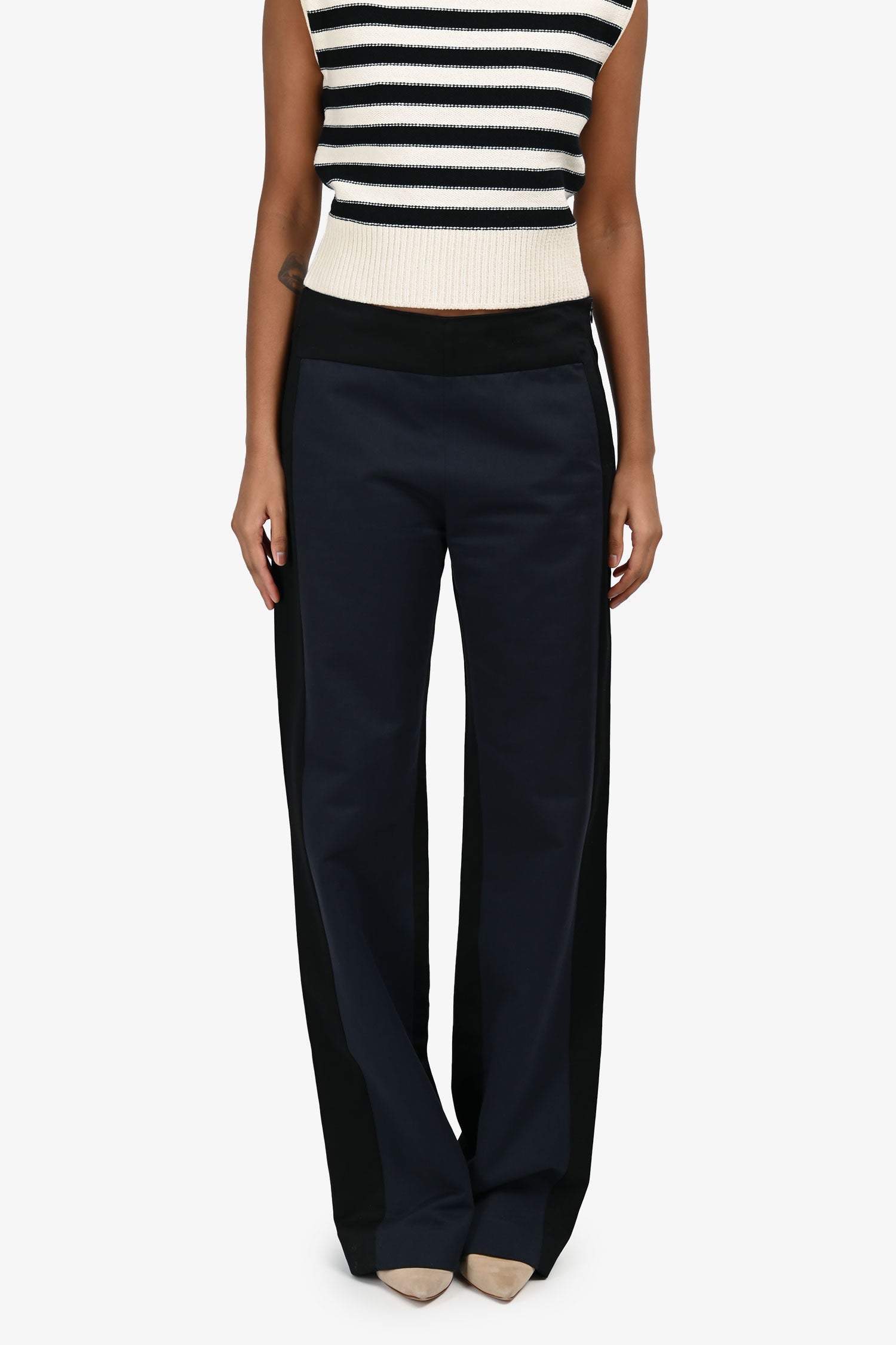 Dries Van Noten Black/Navy Cotton Pants Size 36