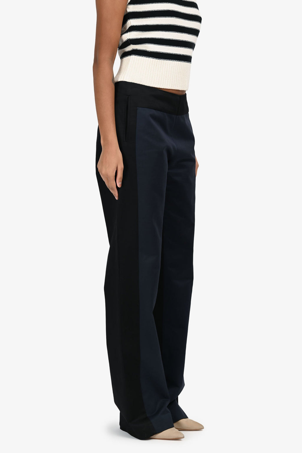 Dries Van Noten Black/Navy Cotton Pants Size 36
