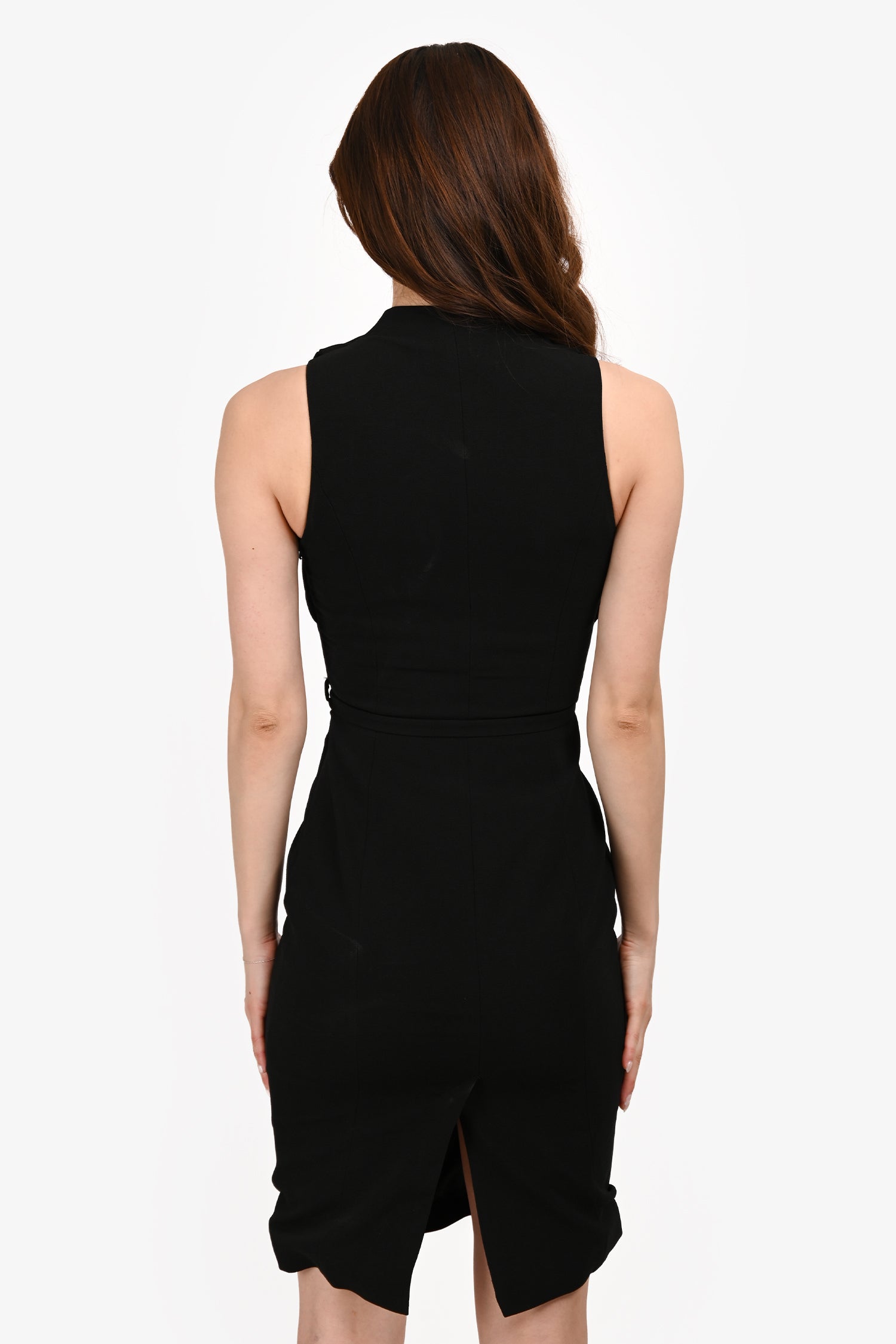 Karen Millen Black Ruffle Belted Dress Size 4